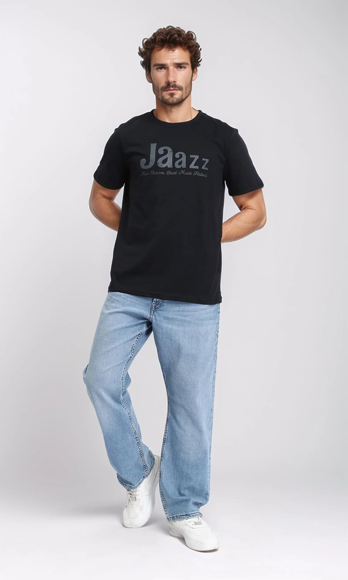 R209359 - Printed "Jaazz" Casual Tee - Black - Image 4