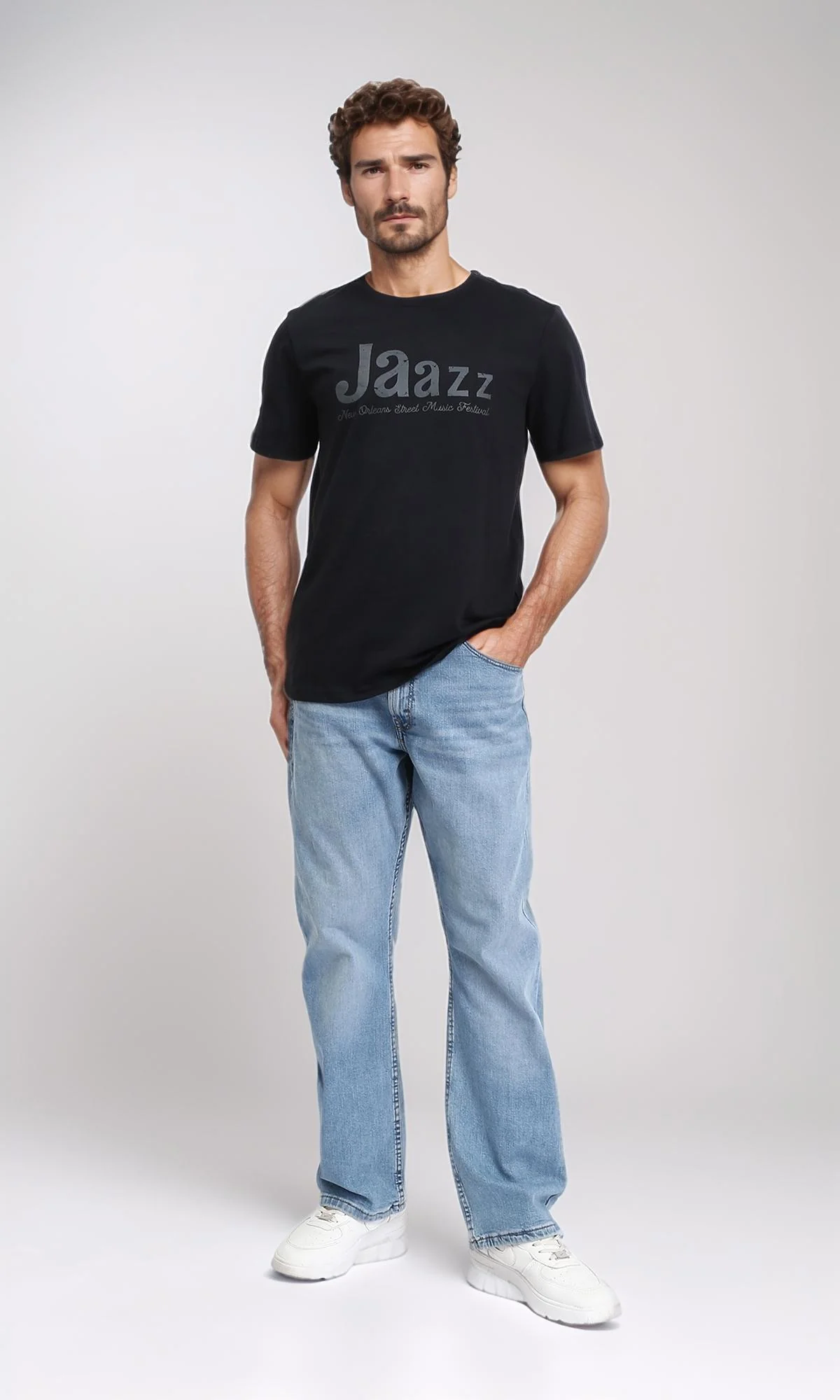 R209359 - Printed "Jaazz" Casual Tee - Black - Image 5