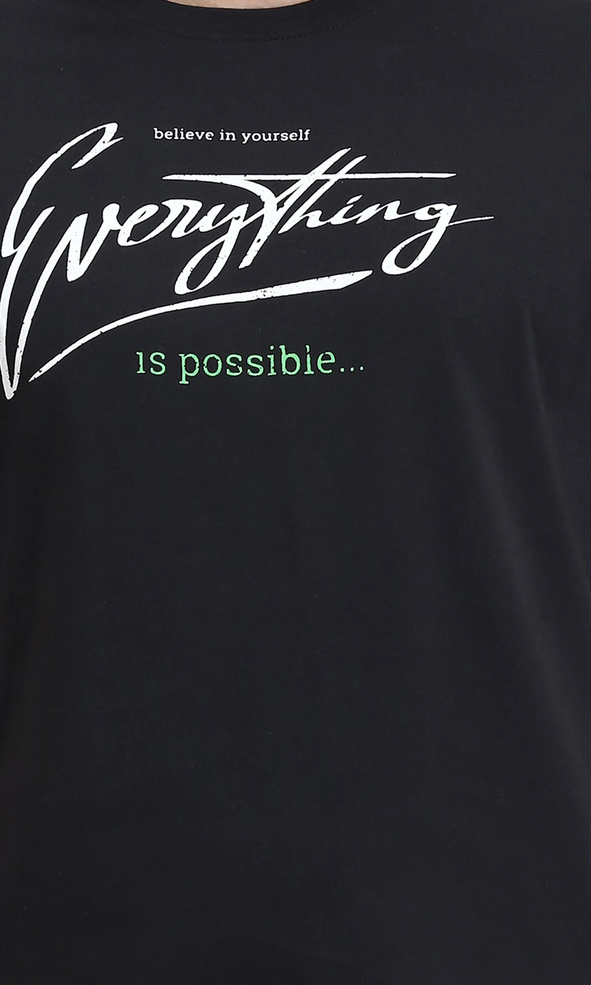 R209362 - Crew Neck Printed Summer Tee - Black - Image 3