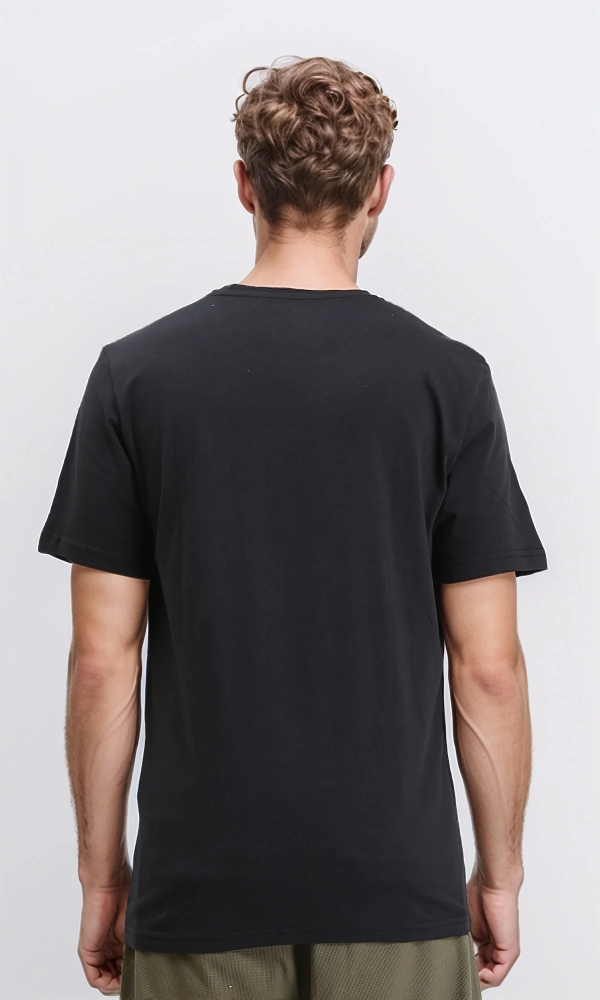 R209363 - Short Sleeves Slip On Cotton Tee - Black - Image 2