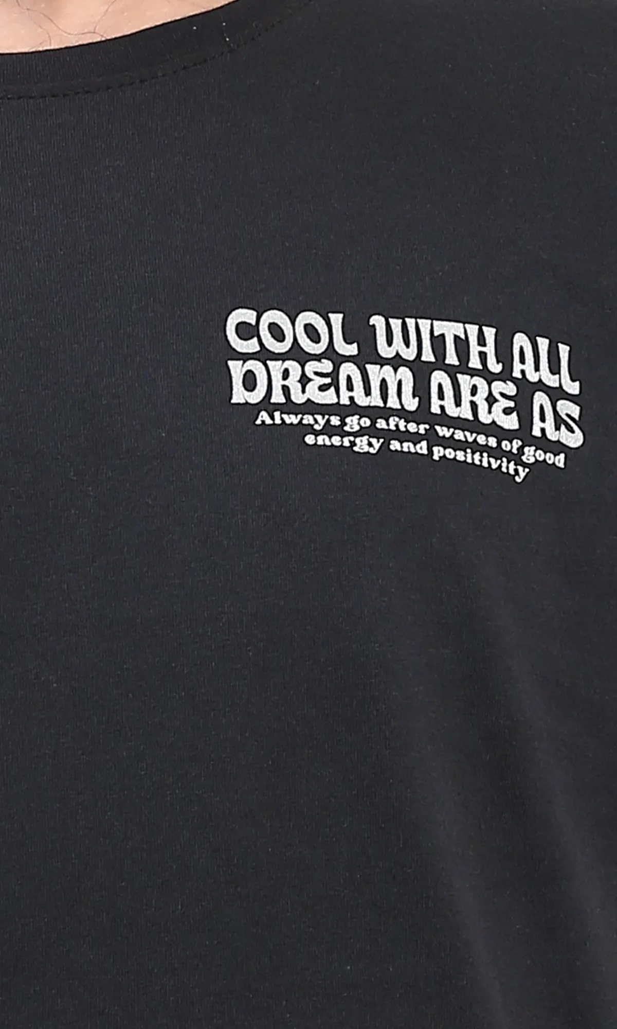 R209363 - Short Sleeves Slip On Cotton Tee - Black - Image 3