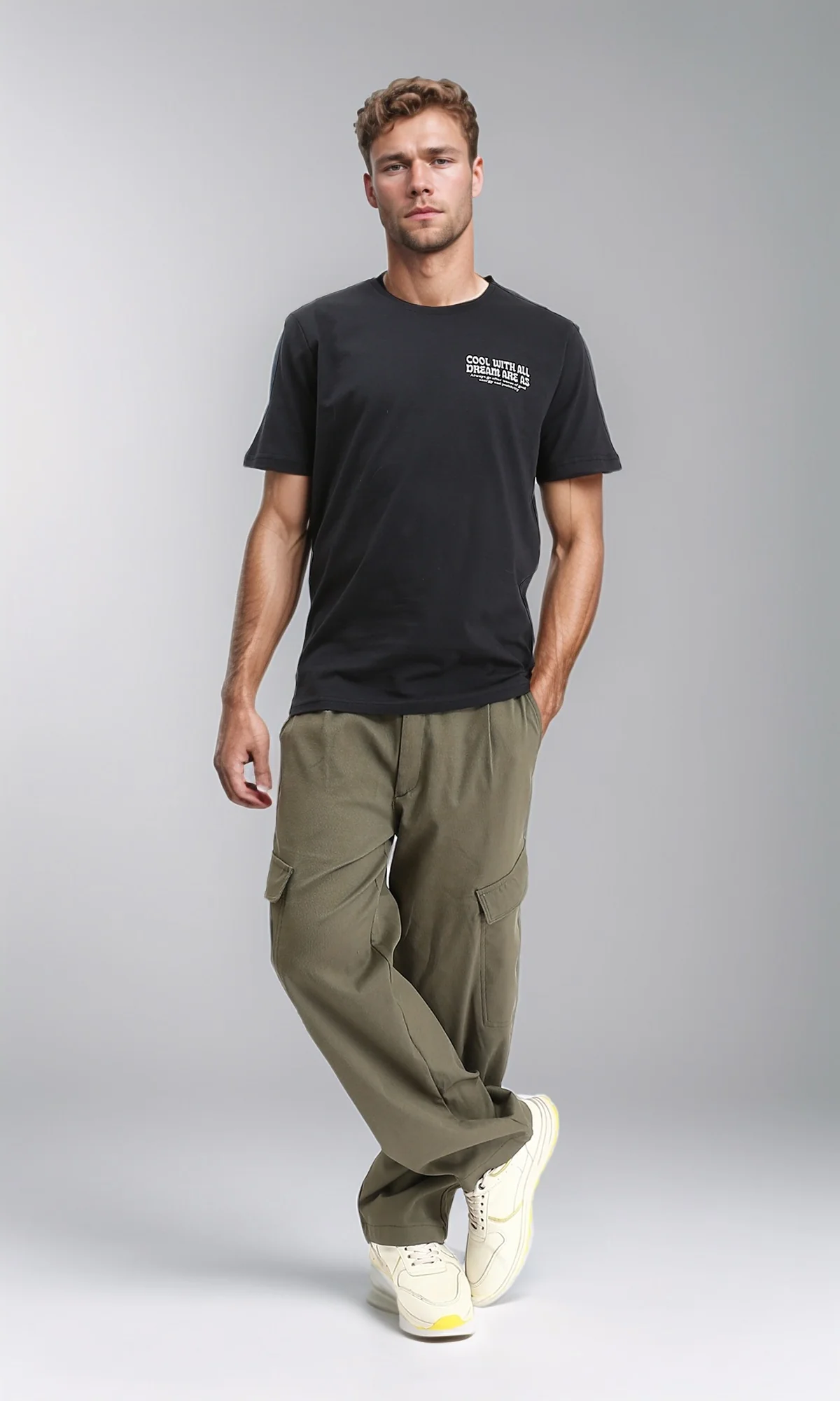 R209363 - Short Sleeves Slip On Cotton Tee - Black - Image 5