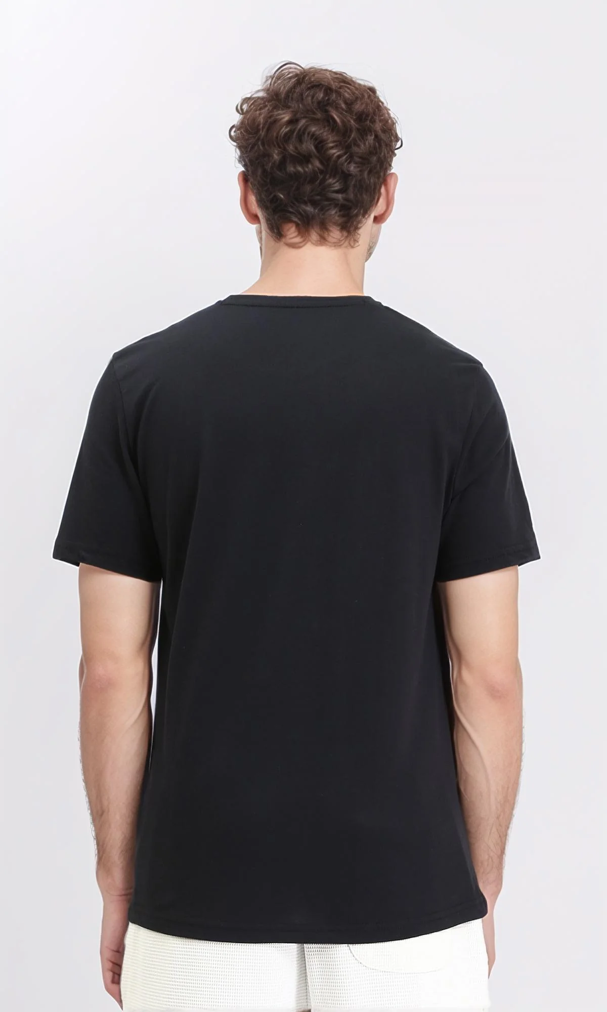 R209364 - Crew Neck Printed Cotton Tee - Black - Image 2