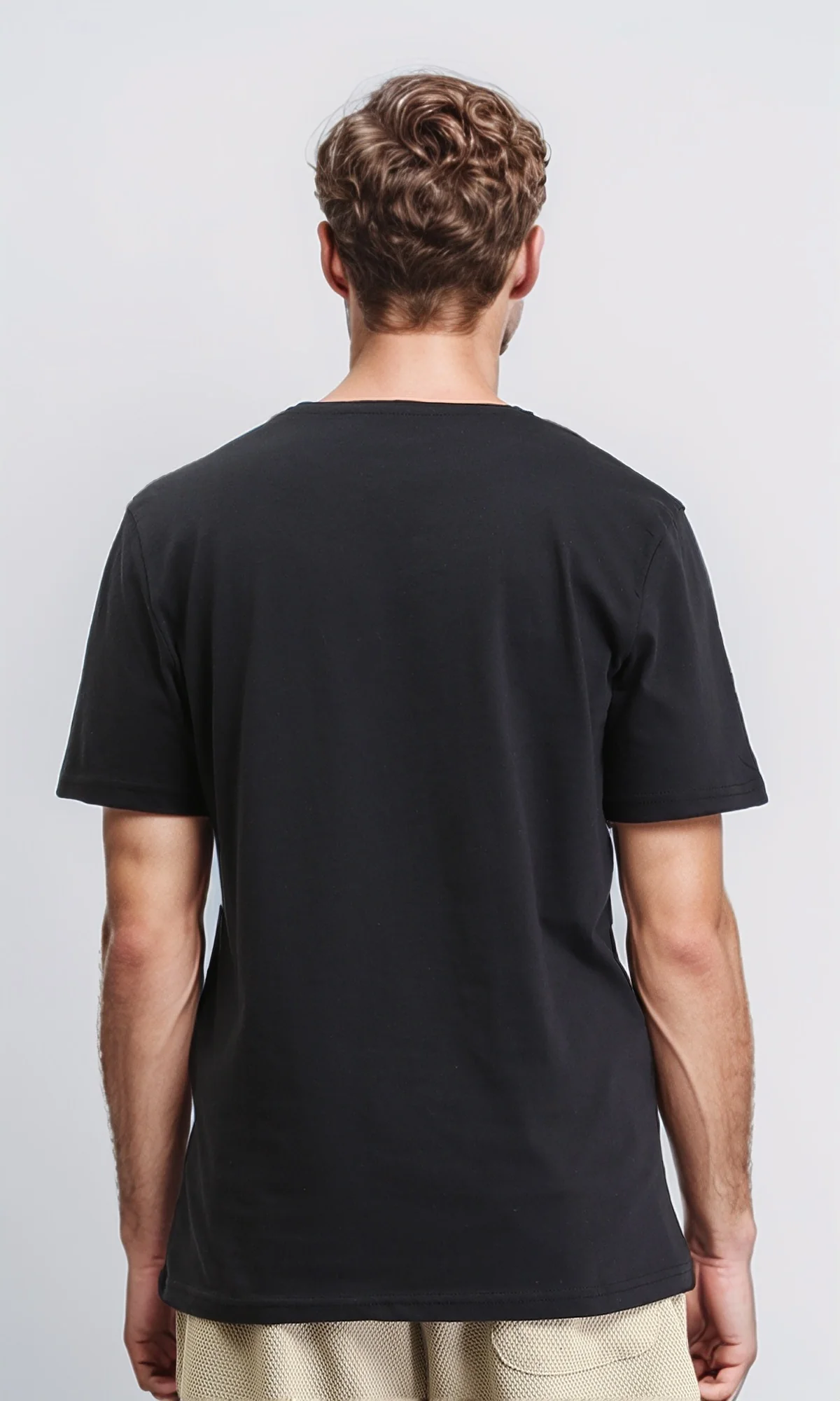 R209365 - Short Sleeves Slip On Cotton Tee - Black - Image 2