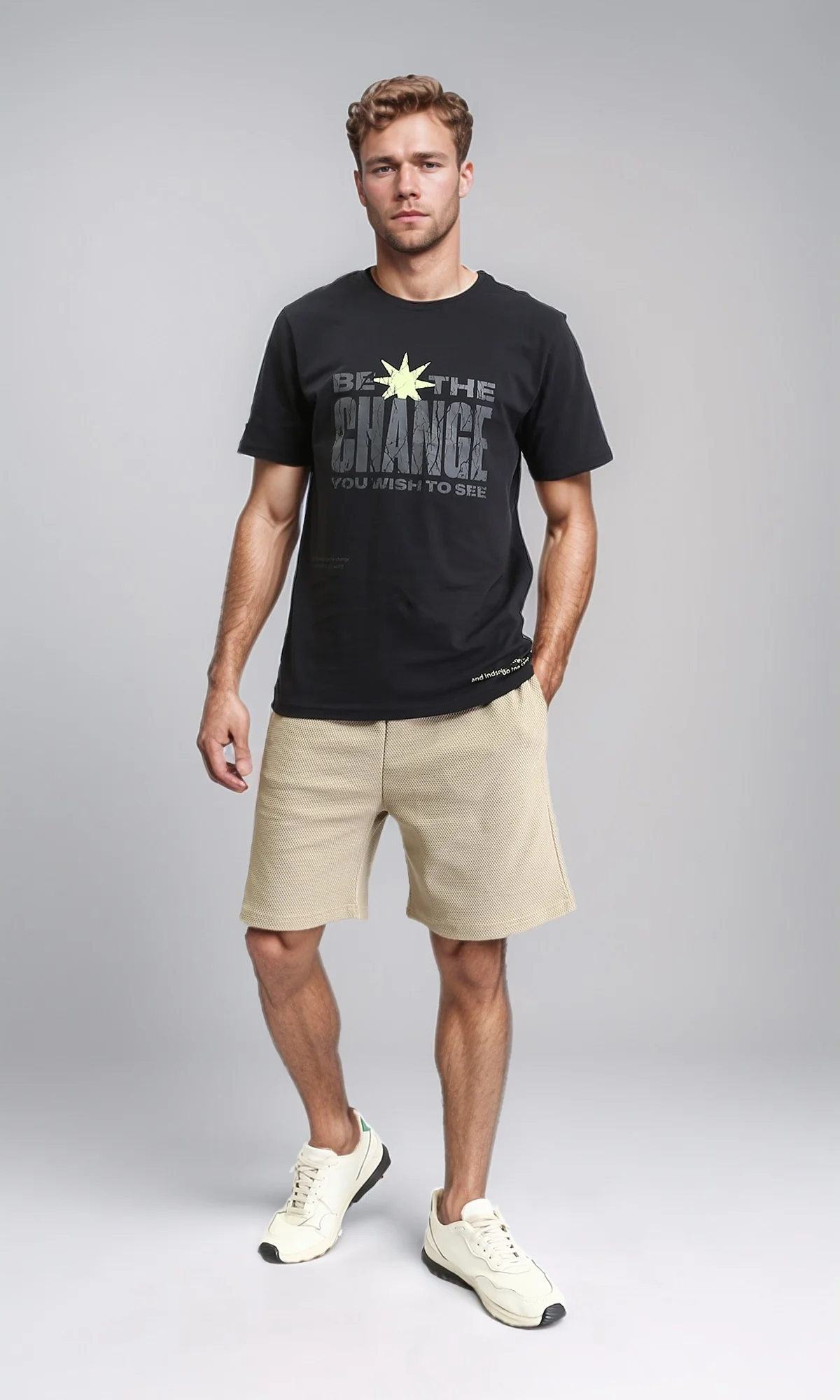R209365 - Short Sleeves Slip On Cotton Tee - Black - Image 4