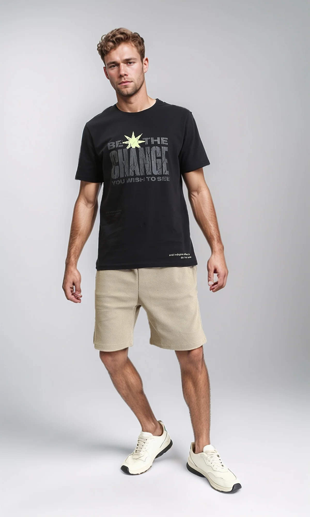 R209365 - Short Sleeves Slip On Cotton Tee - Black - Image 5