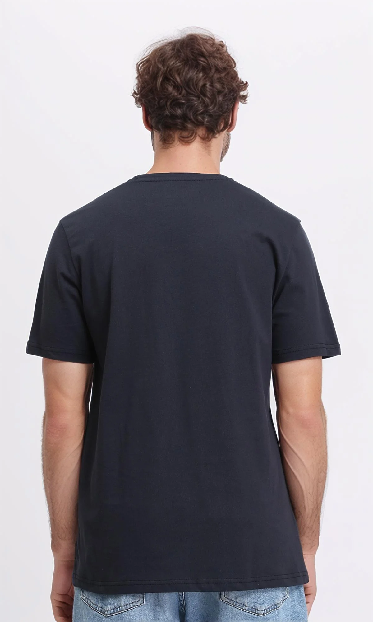 R209368 - Round Neck Short Sleeves Printed Tee - Black - Image 2