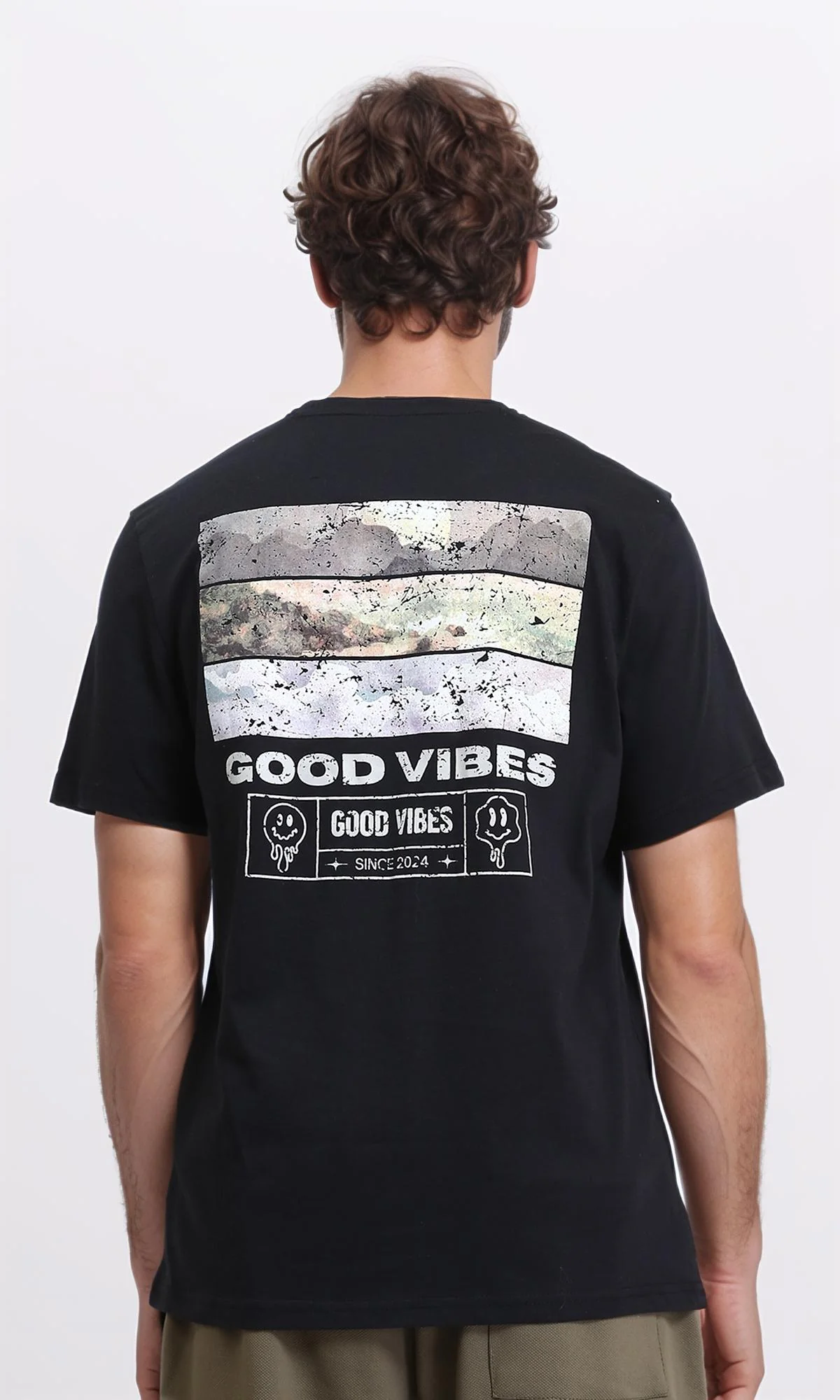 R209371 - Short Sleeves Printed Summer Shirt - Black - Image 2
