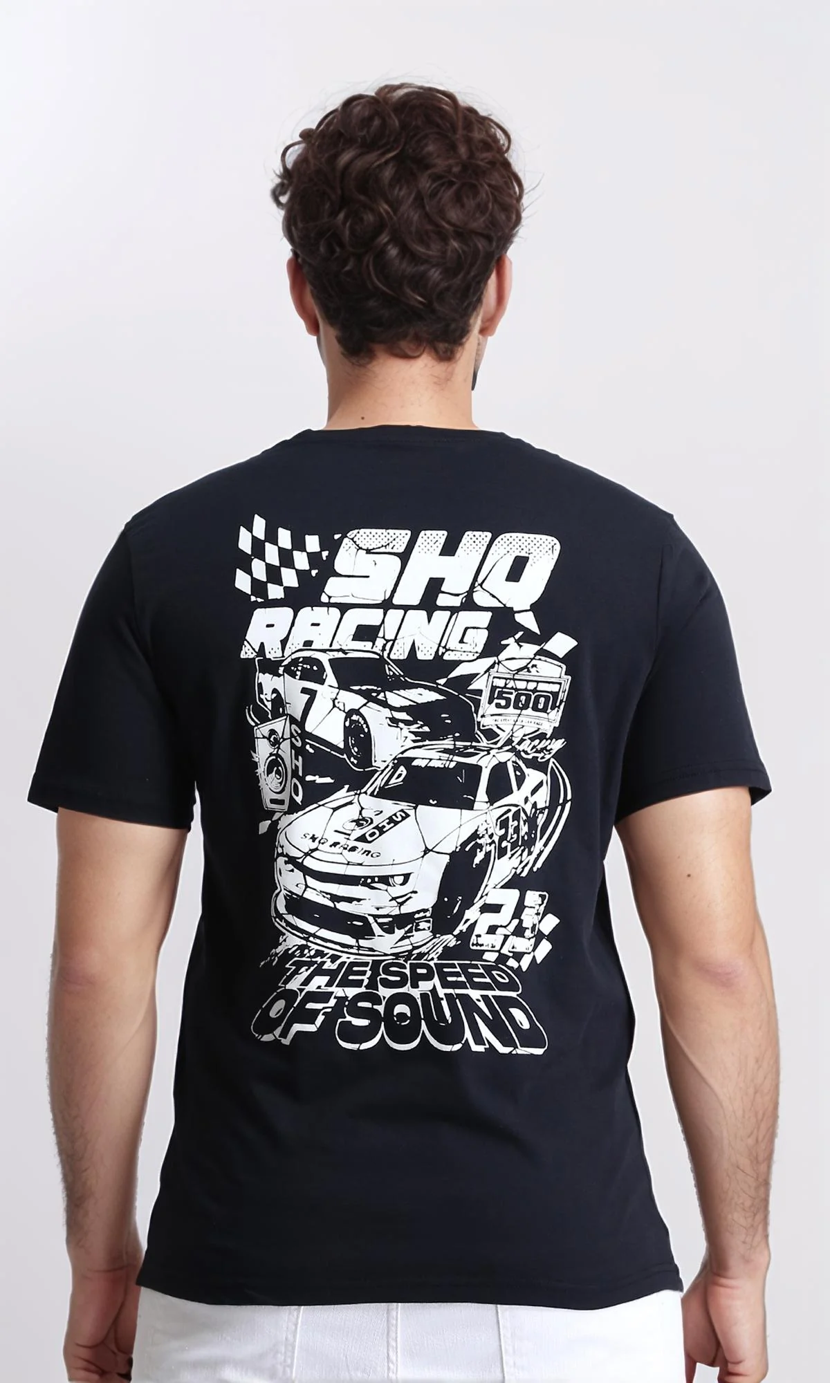 R209372 - Front & Back Print Short Sleeves Tee - Black - Image 2