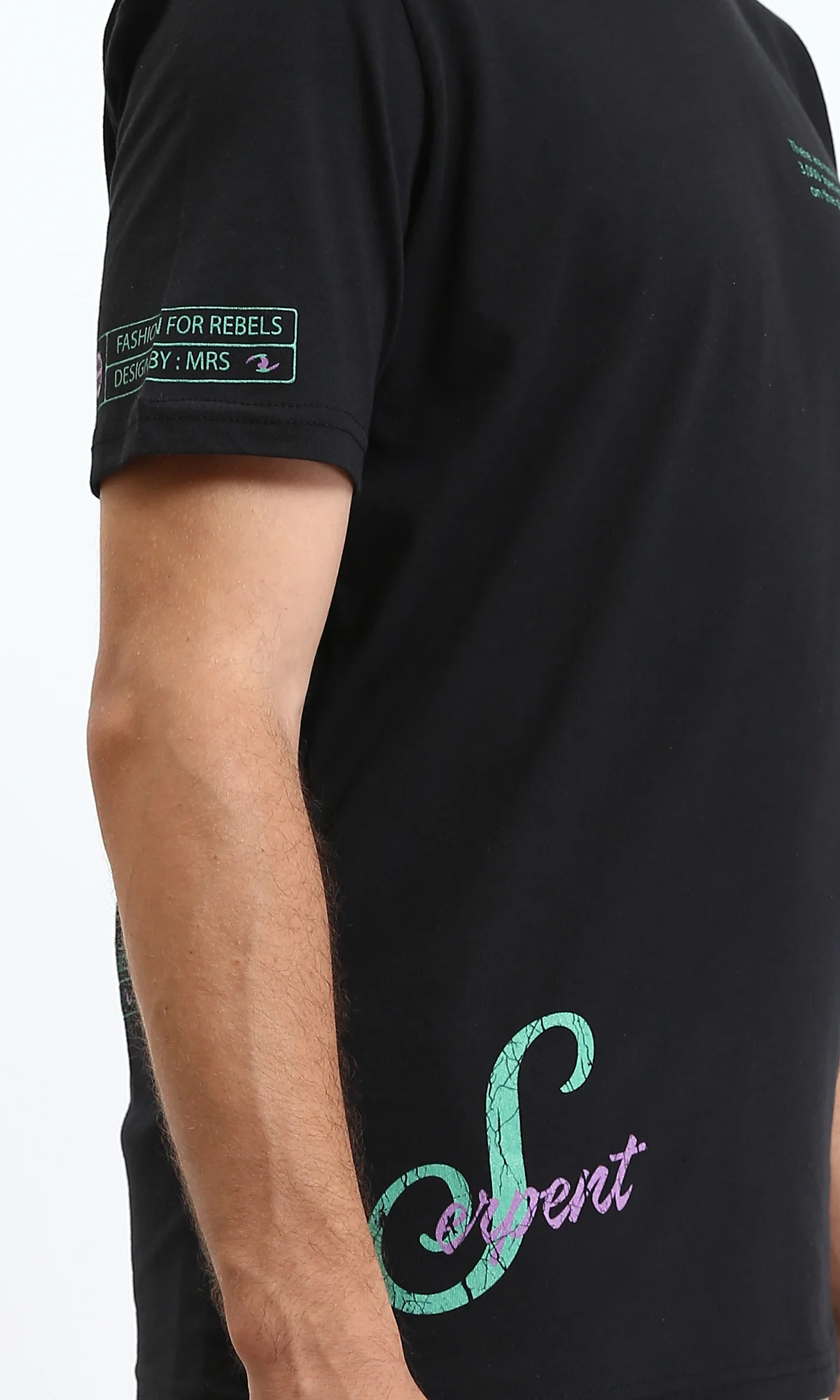 R209373 - Front & Back Printed Regular Fit Tee - Black - Image 3