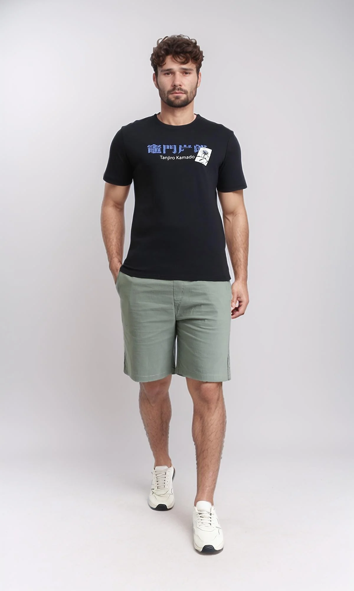 R209376 - Front & Back Print Cotton Tee - Black - Image 4