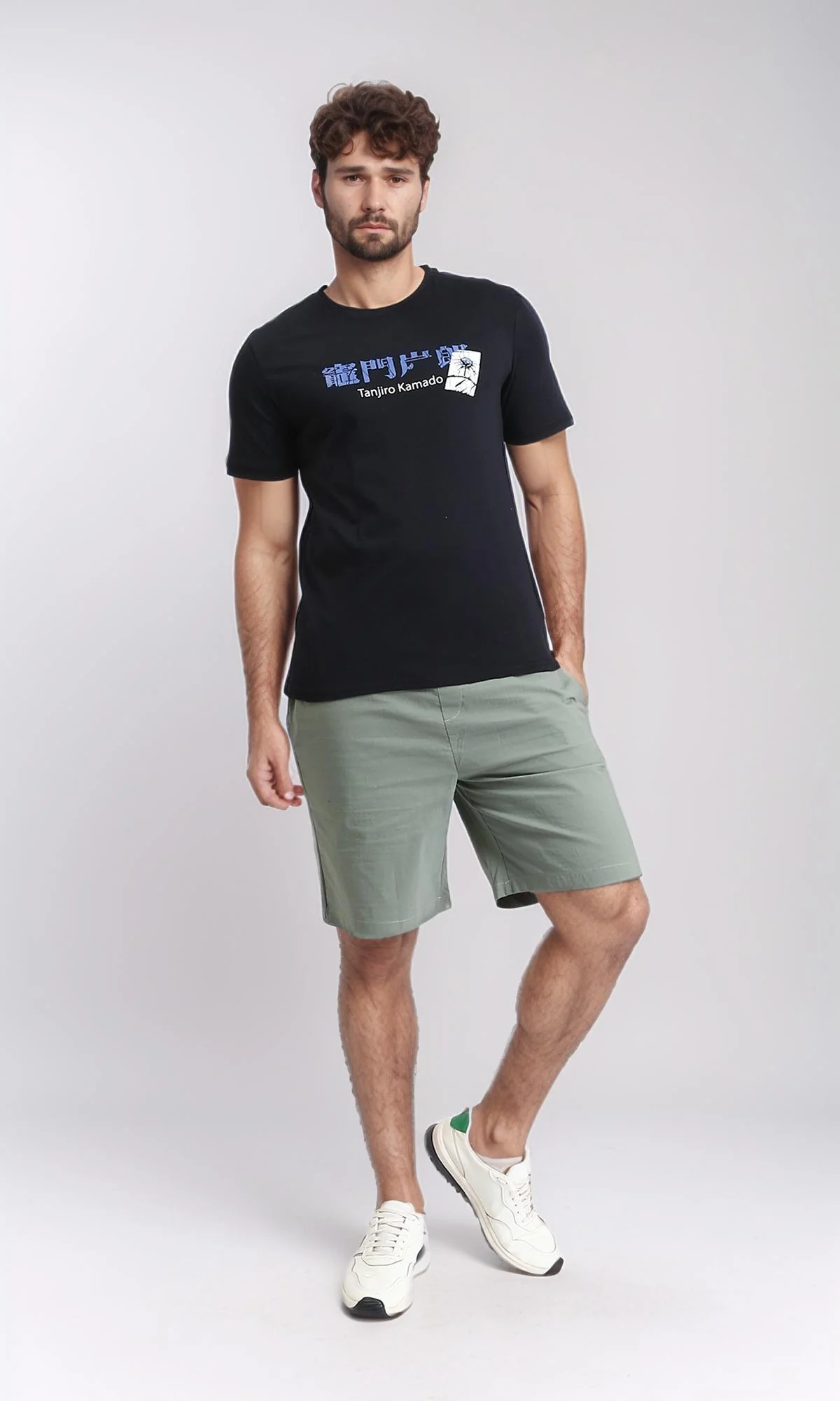 R209376 - Front & Back Print Cotton Tee - Black - Image 5