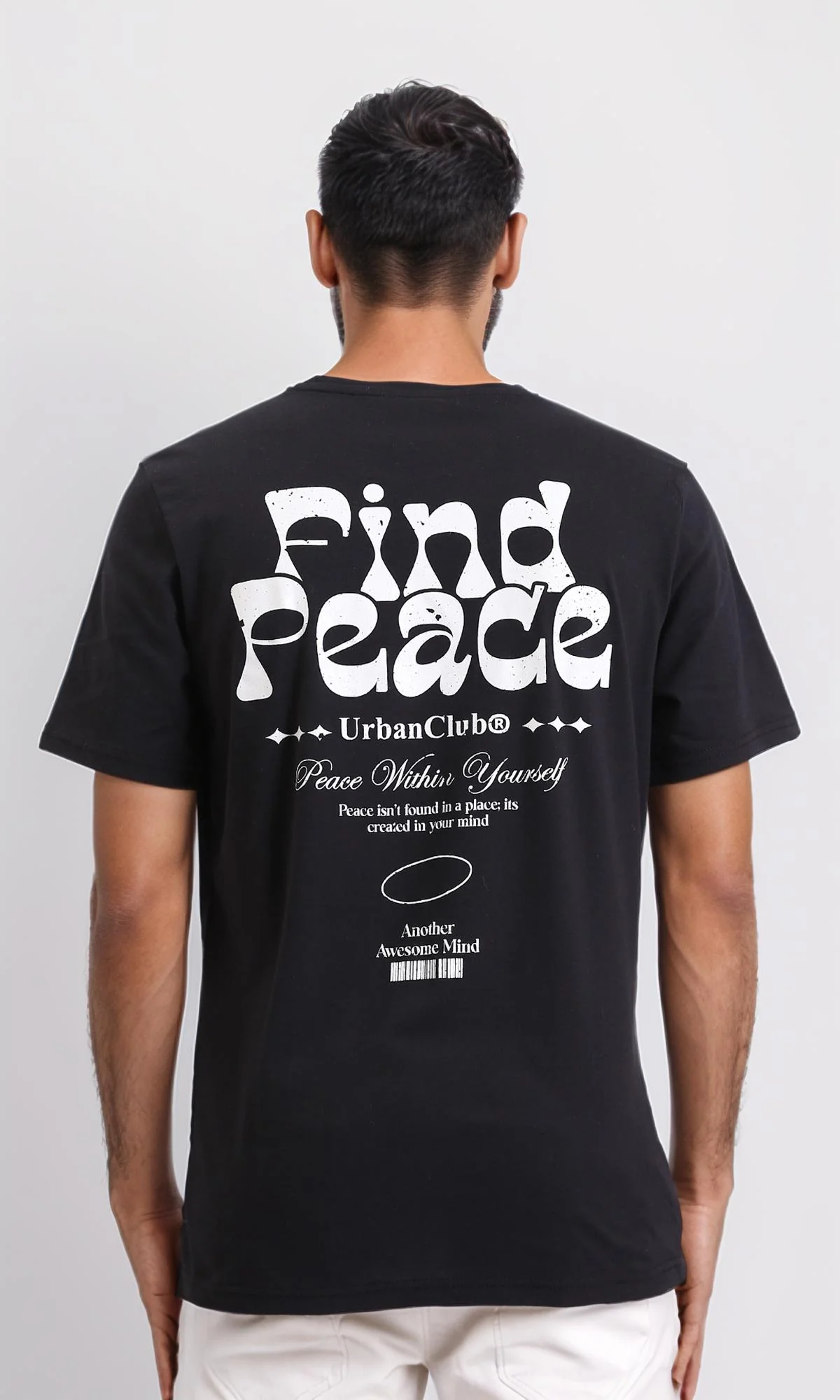 R209378-Printed Regular Fit Slip On Tee - Black - Image 2