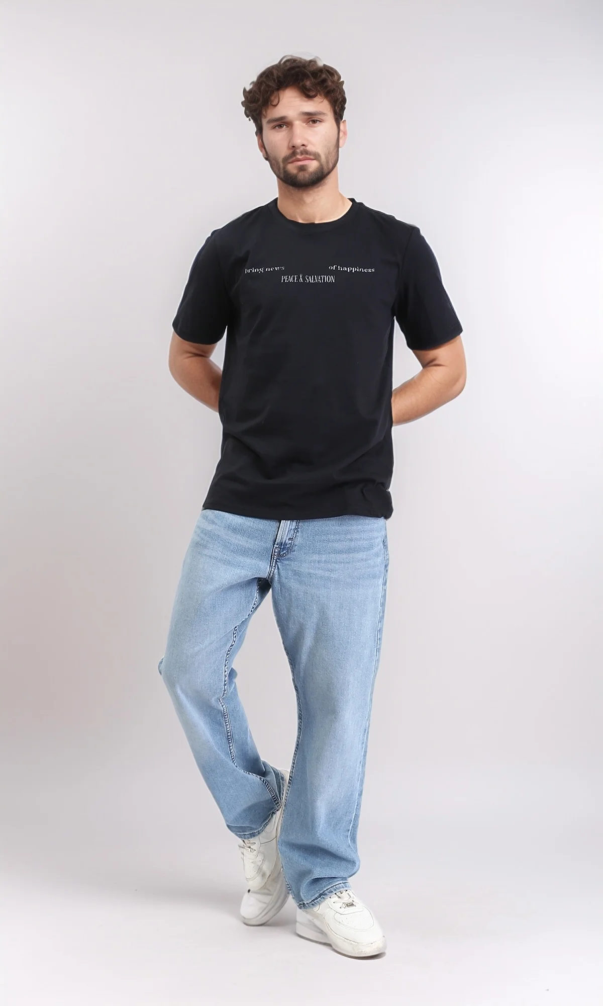 R209381 - Regular Fit Slip On Casual Tee - Black - Image 4
