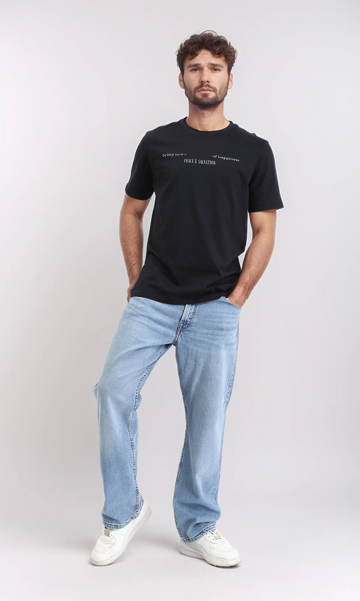 R209381 - Regular Fit Slip On Casual Tee - Black - Image 5