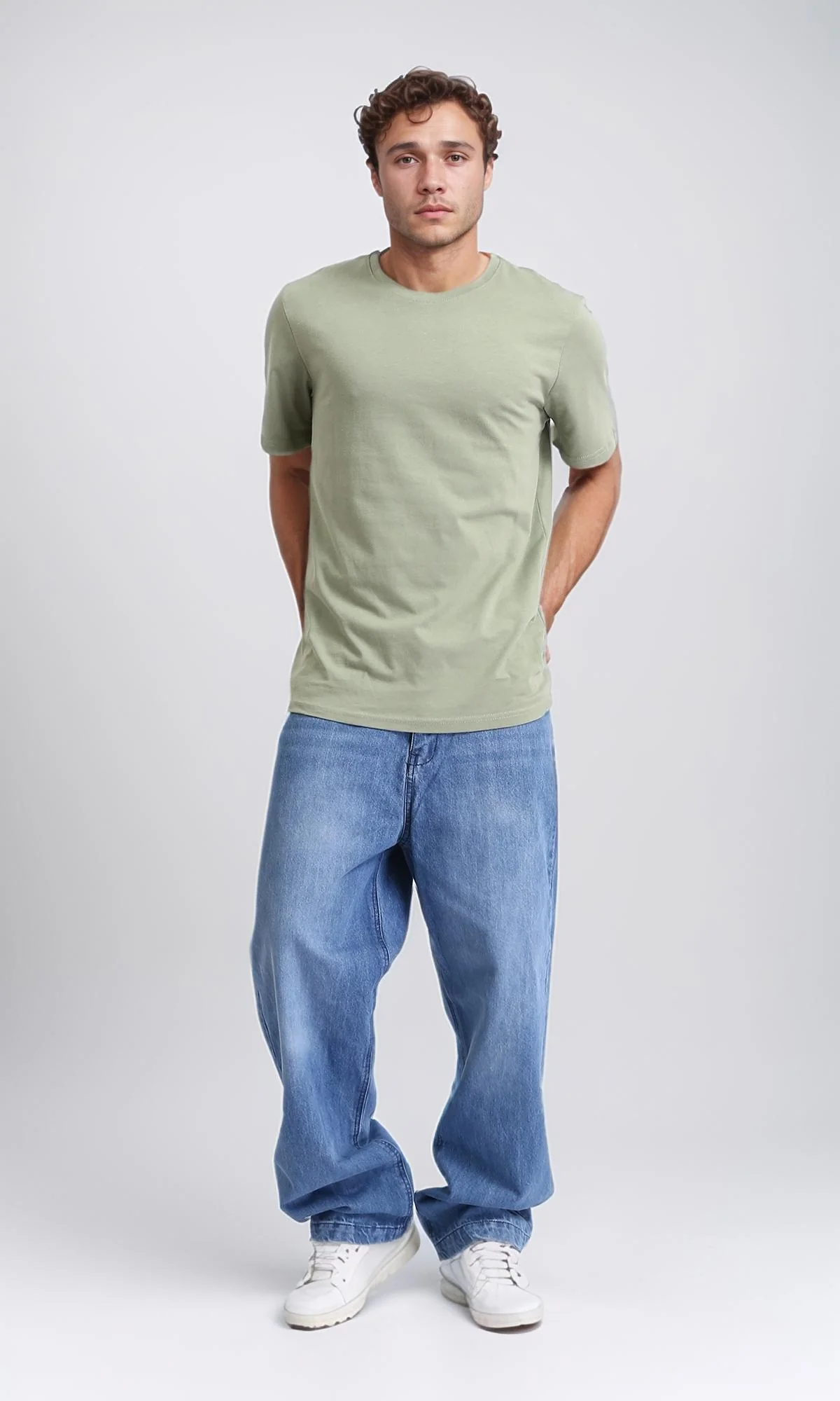 R209382 - Crew Neck Slip On Basic Tee - Olive - Image 5