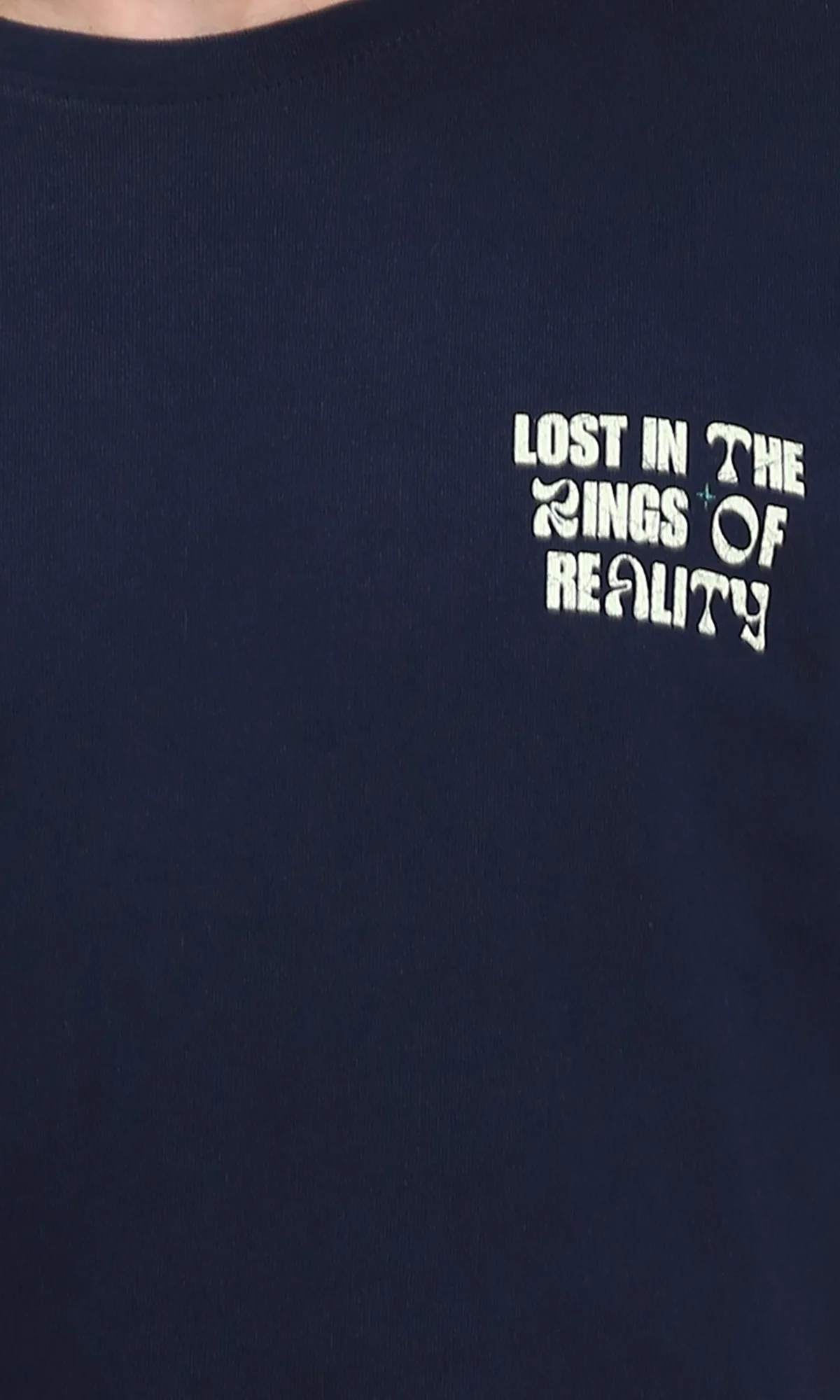 R209385 - Crew Neck Slip On Printed Tee - Navy Blue - Image 3
