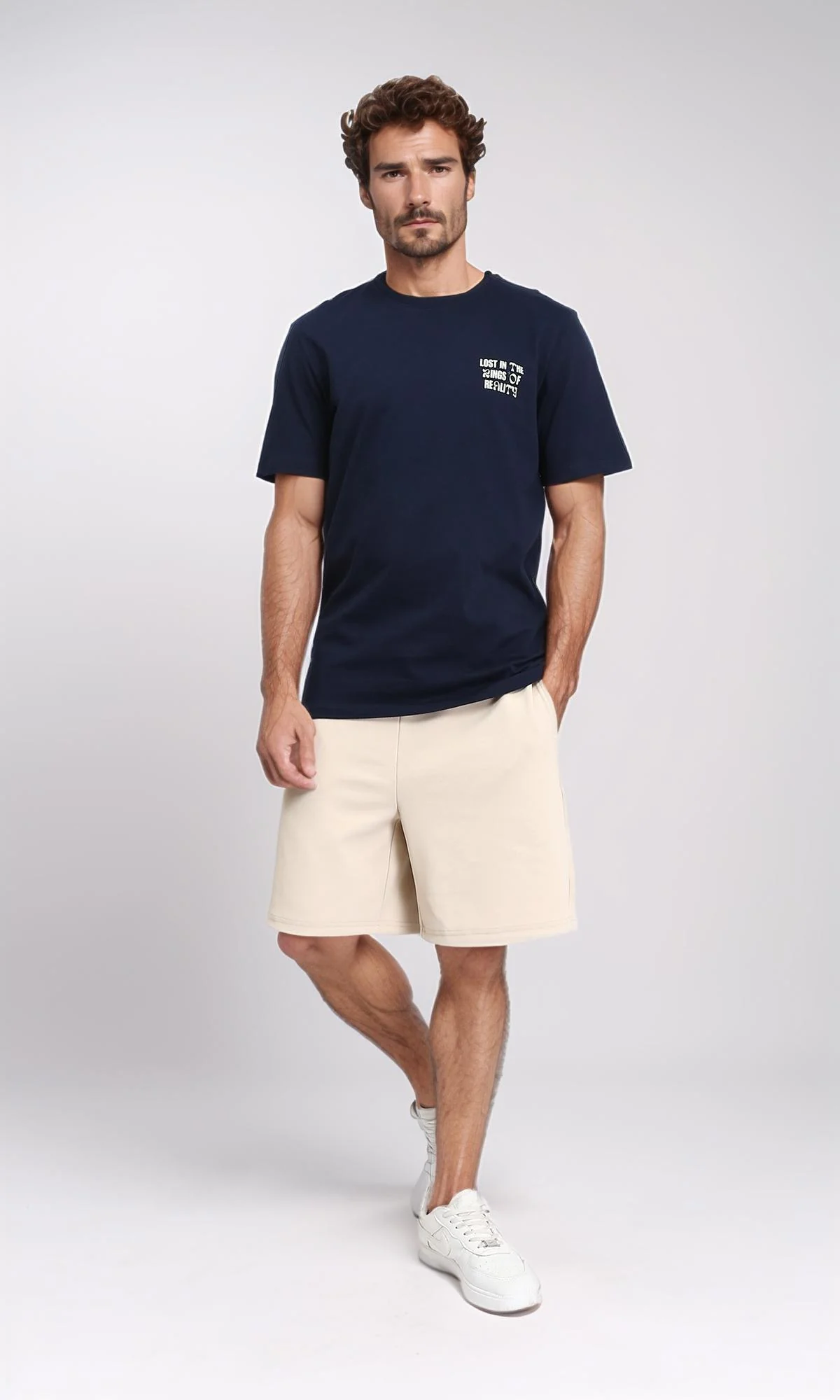 R209385 - Crew Neck Slip On Printed Tee - Navy Blue - Image 5