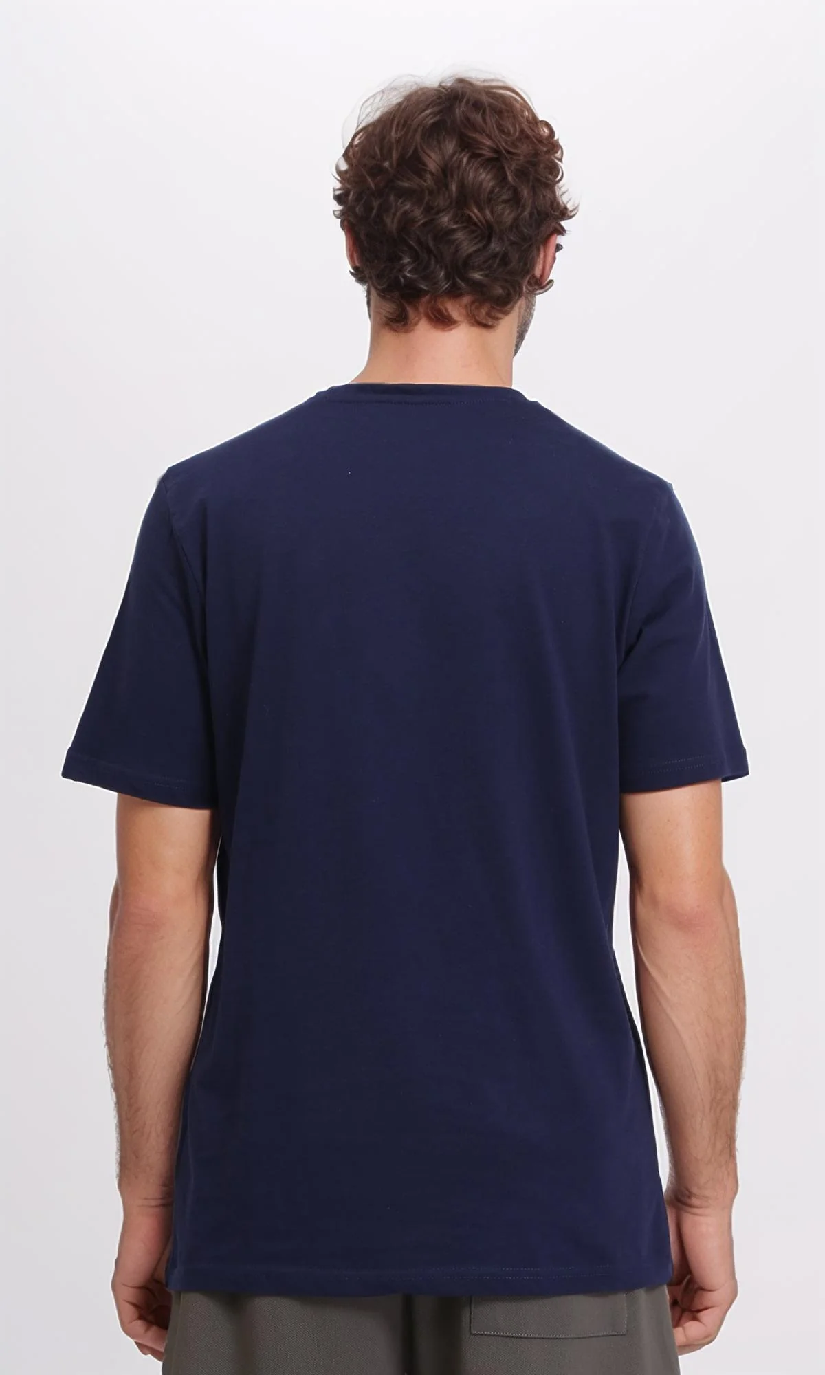 R209386 - Printed "Staidness" Slip On Tee - Navy Blue - Image 2
