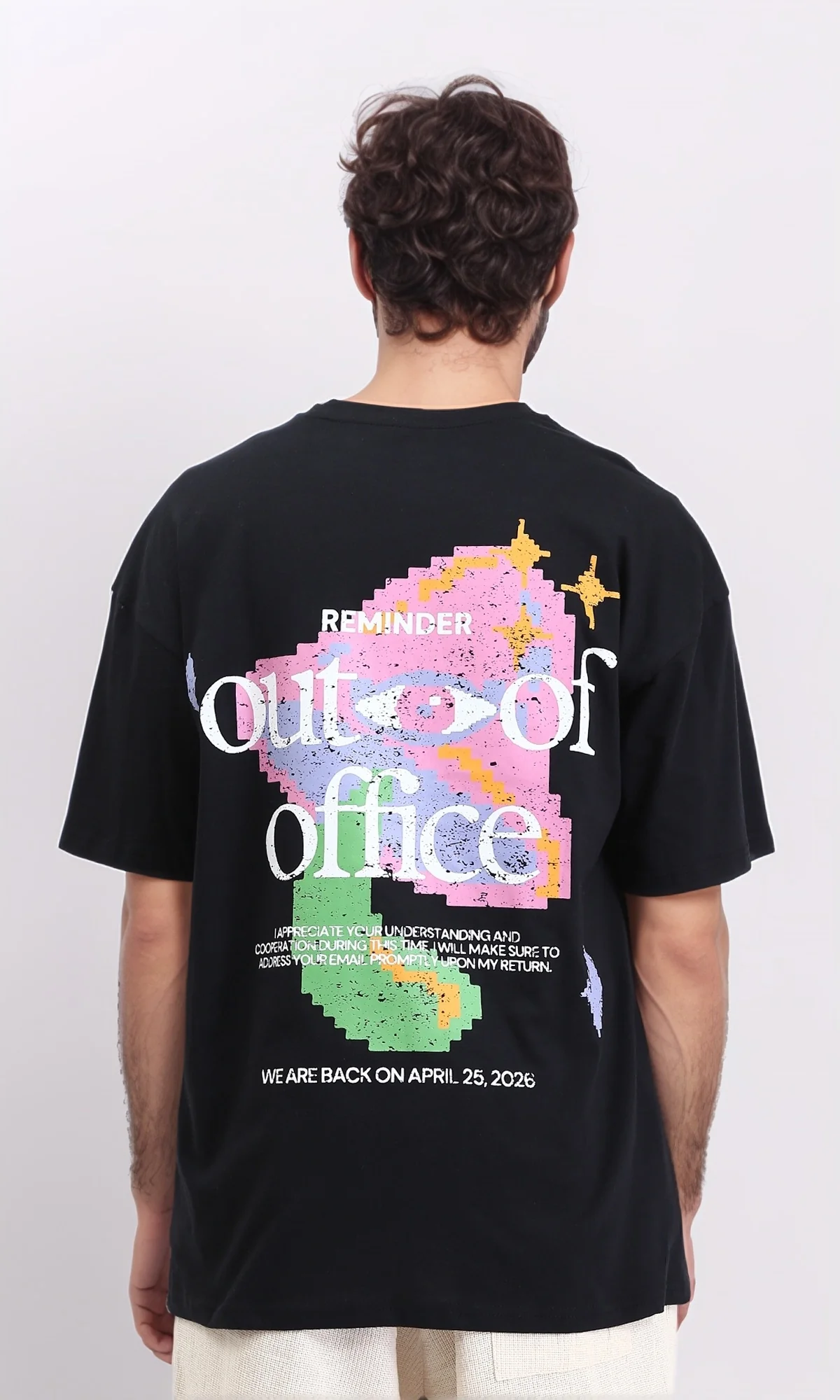 R209400 - Front & Back Print Cotton Tee - Black - Image 2
