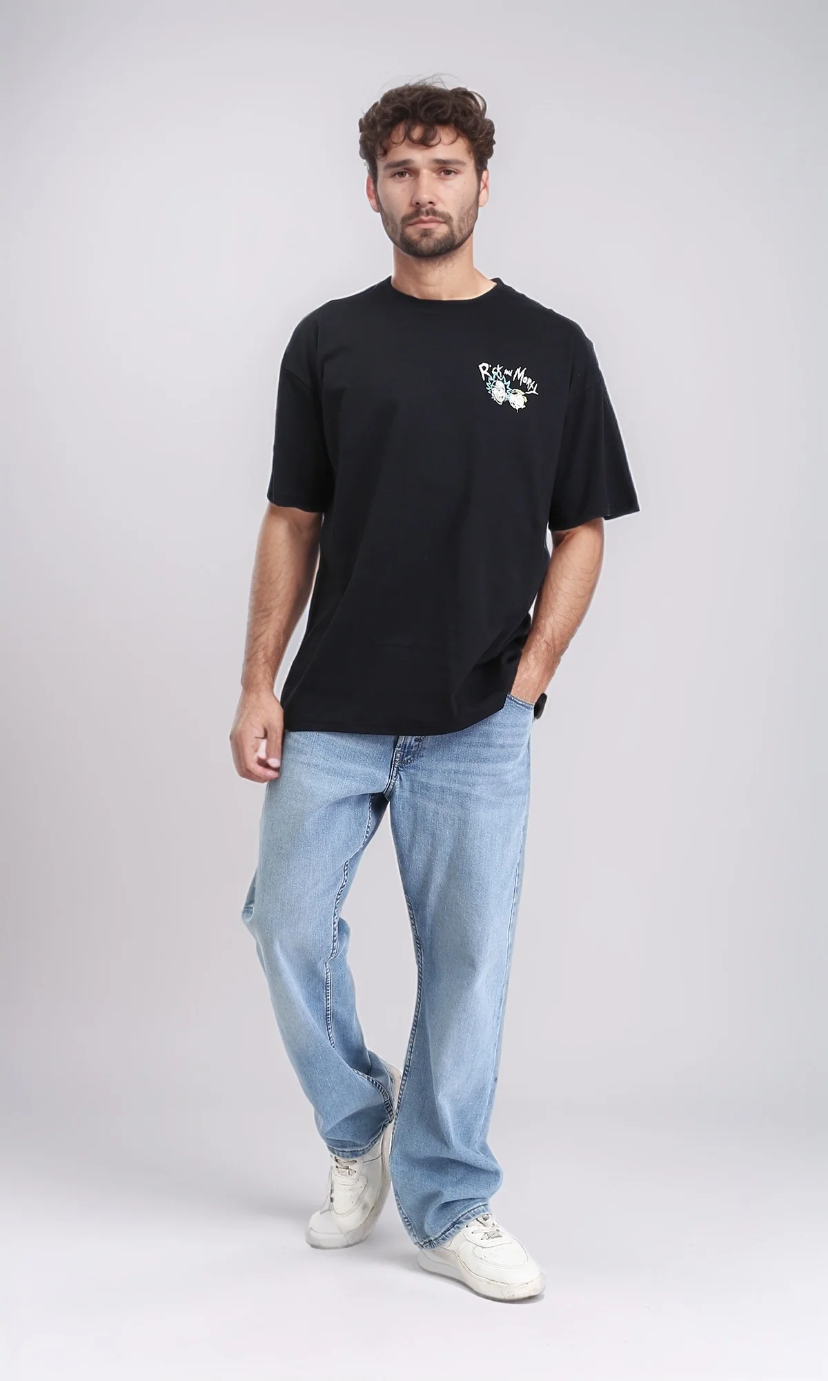 R209401 - Regular Fit Printed Summer Tee - Black - Image 4