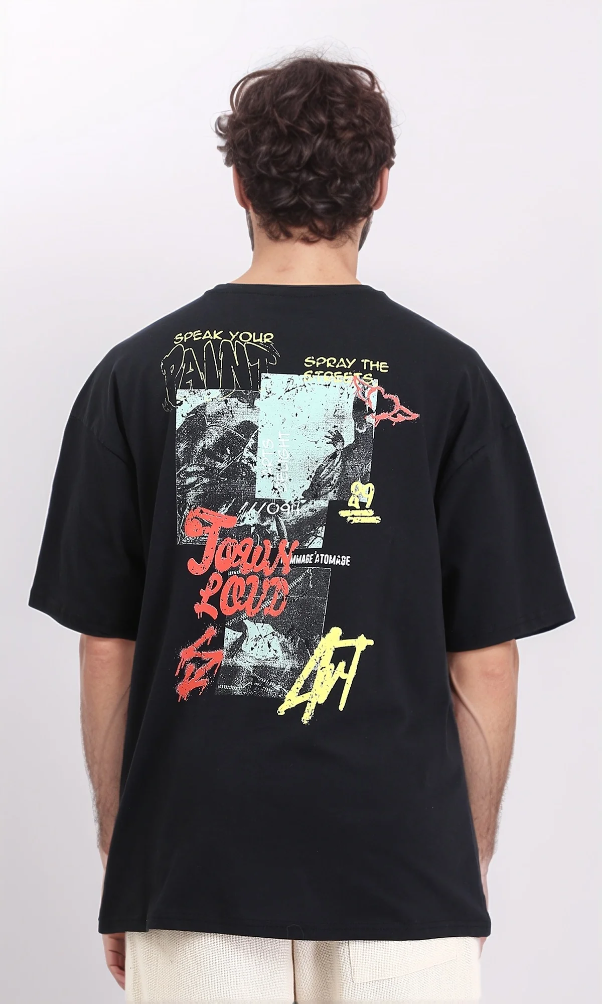 R209404 - Crew Neck Printed Summer Tee - Black - Image 2