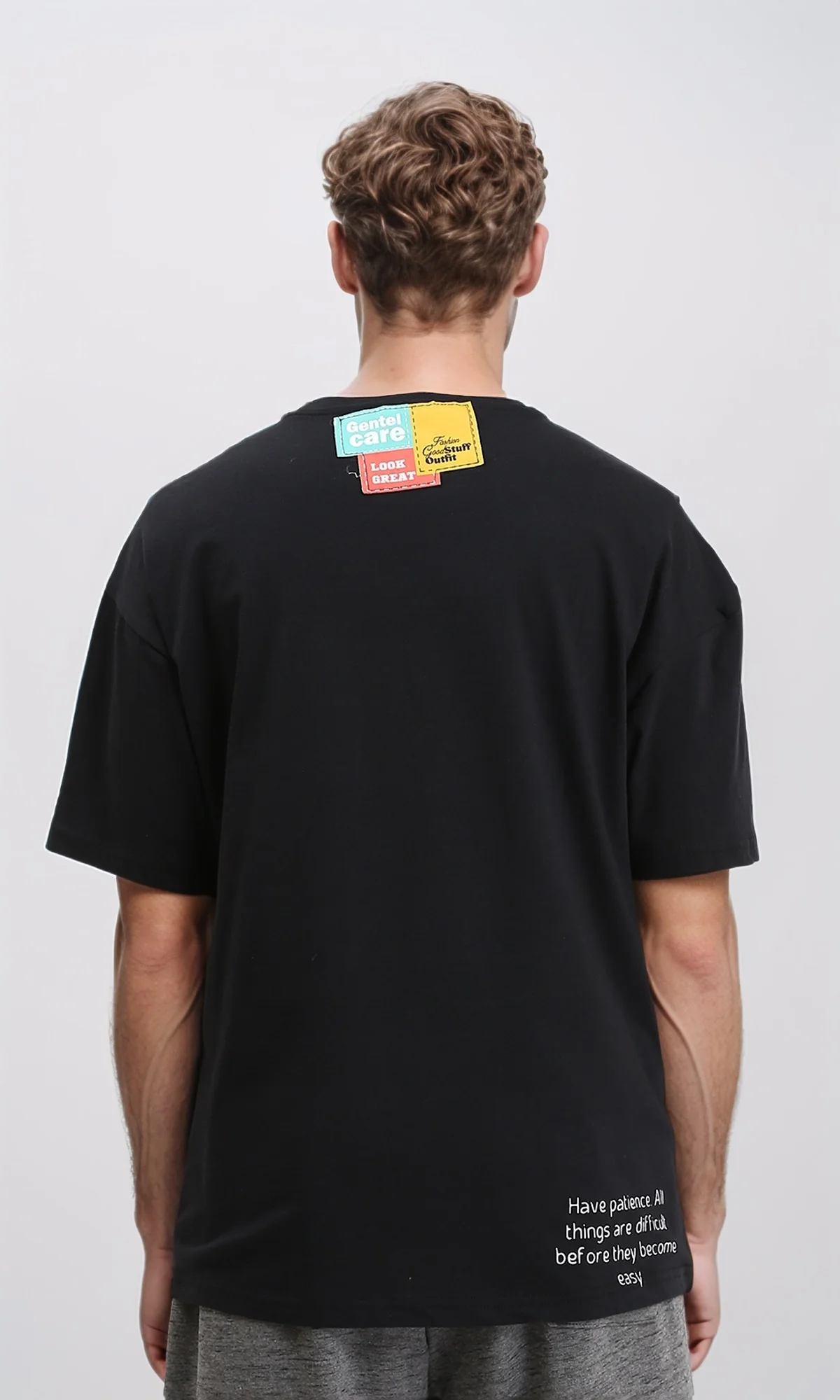 R209405 - Printed Relaxed Fit Casual Tee - Black - Image 2