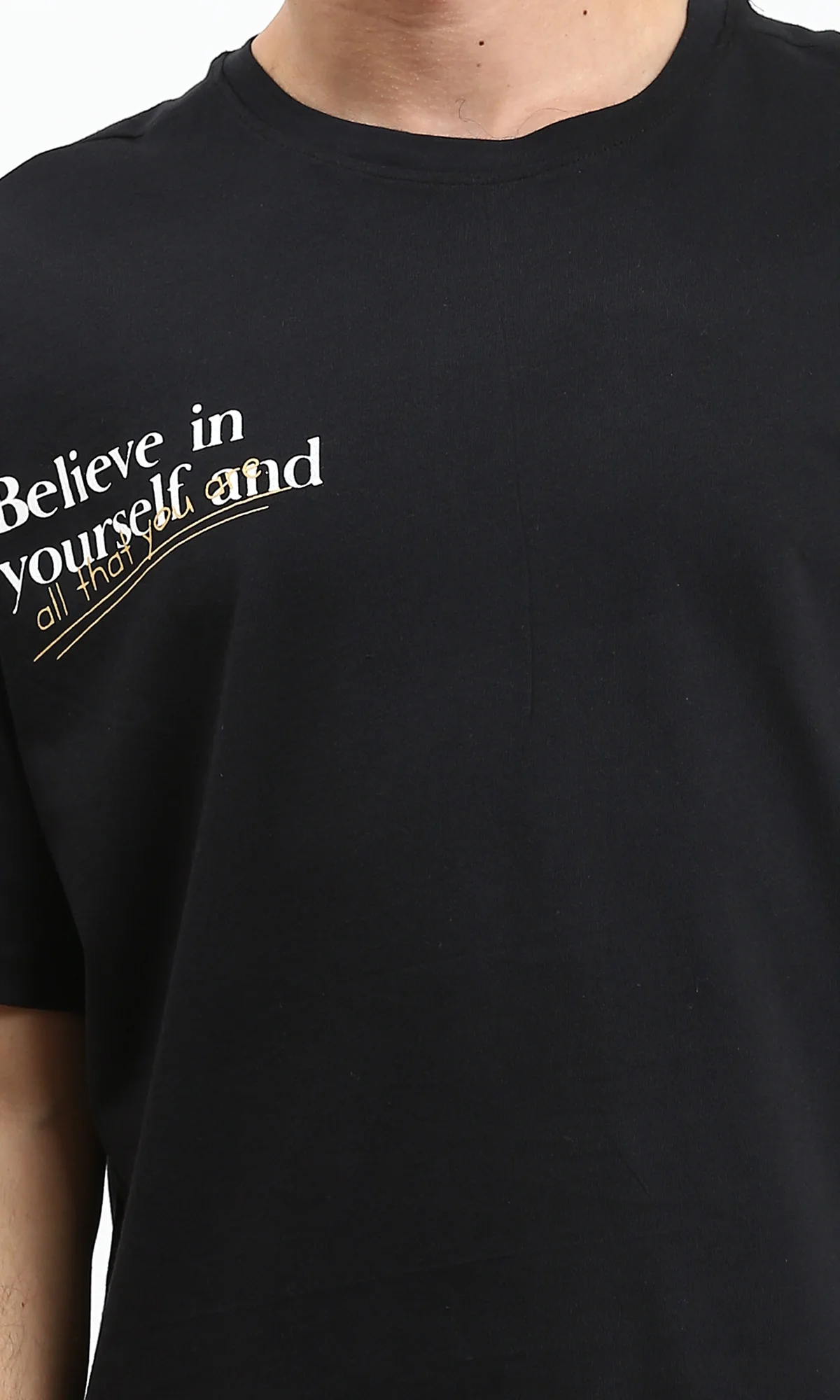 R209405 - Printed Relaxed Fit Casual Tee - Black - Image 3
