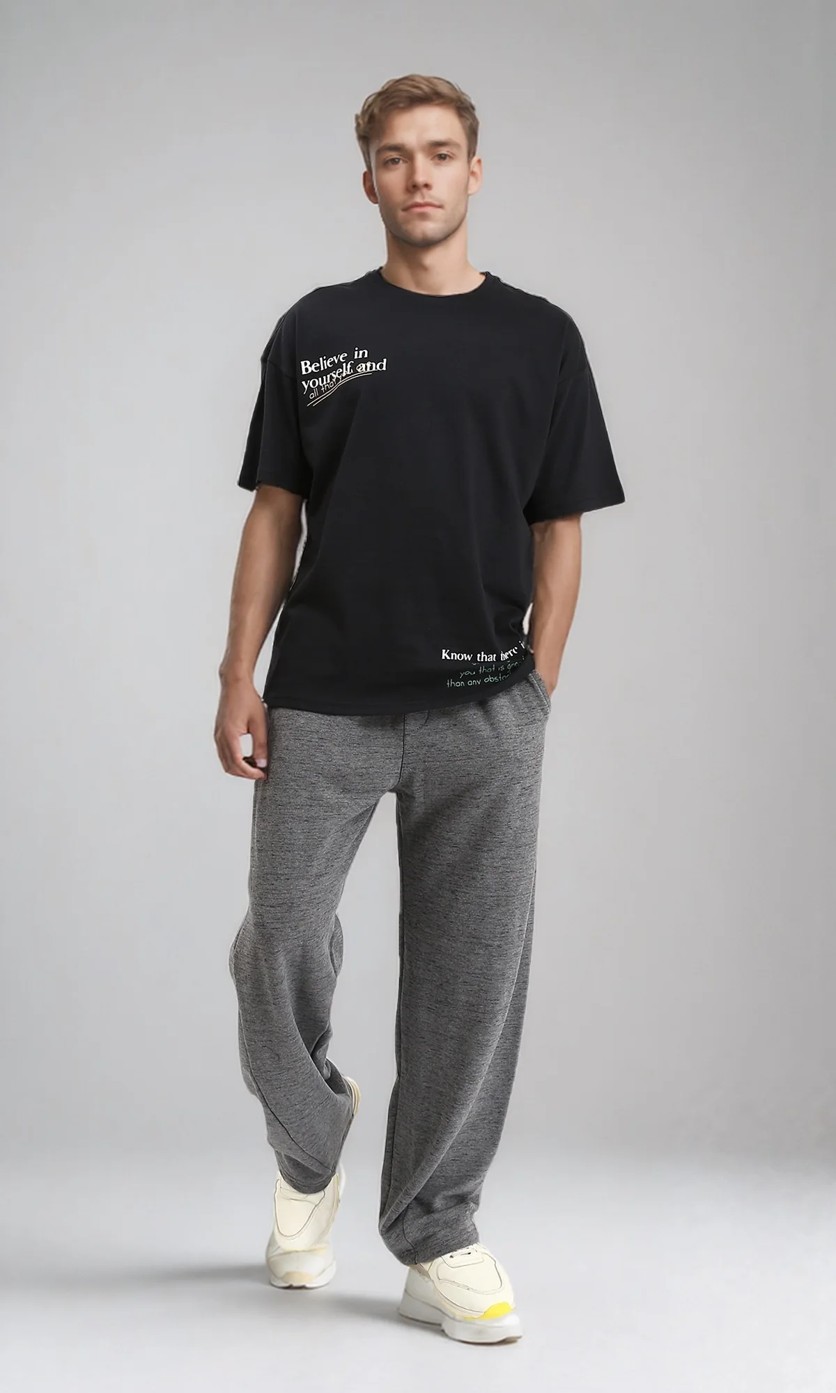 R209405 - Printed Relaxed Fit Casual Tee - Black - Image 4