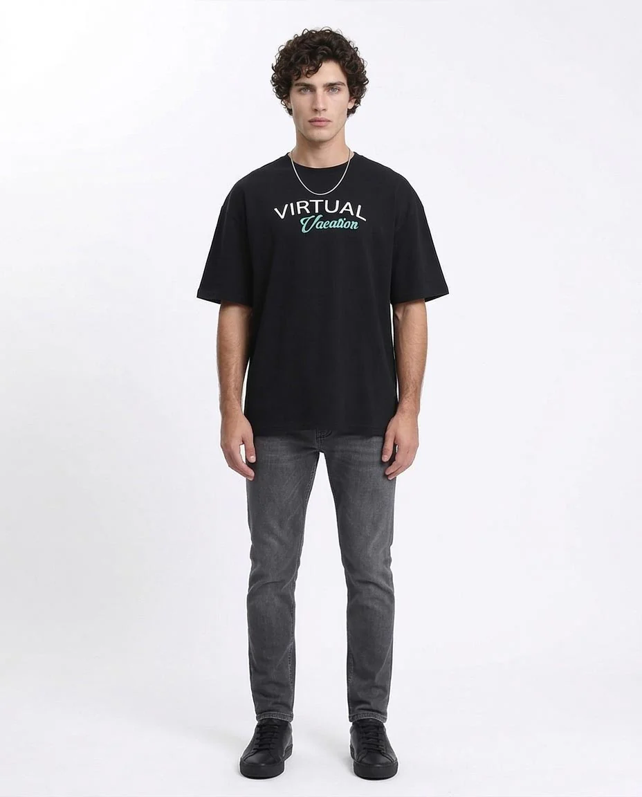 Ravin "Virtual Vacation" Oversized Graphic T-Shirt - Black - R209414 - Image 4