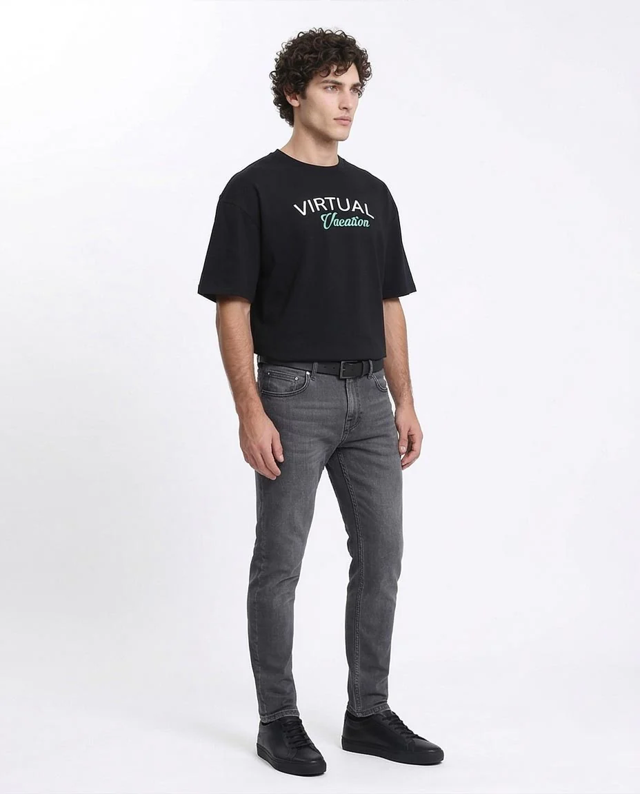 Ravin "Virtual Vacation" Oversized Graphic T-Shirt - Black - R209414 - Image 5