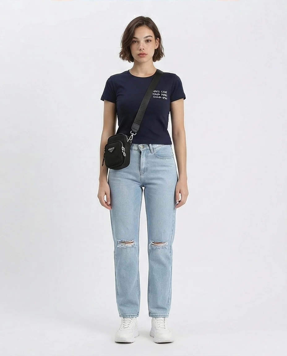 R209433 - Regular Fit Short Sleeves Summer Tee - Navy Blue - Image 4