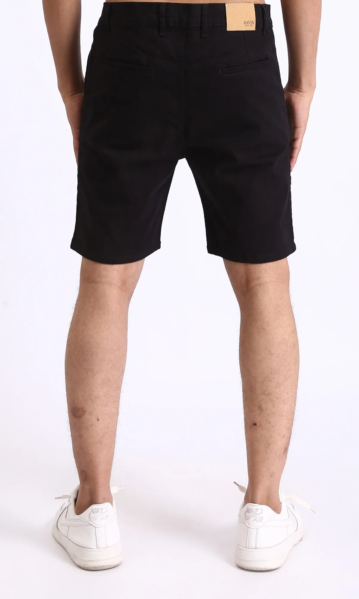 R209459-Casual Solid Cotton Shorts - Black - Image 2