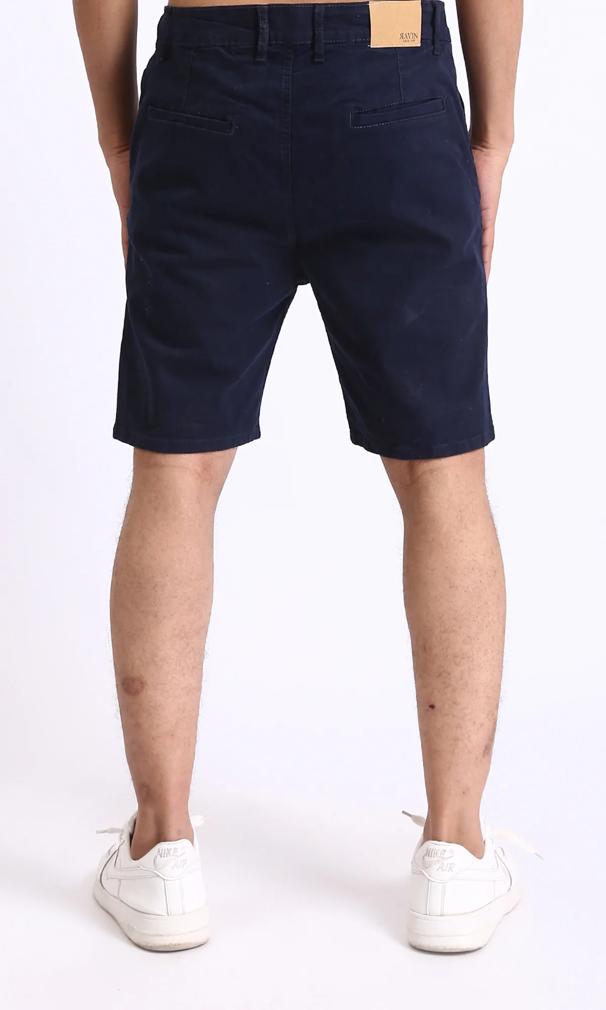 R209460 - Casual Solid Cotton Shorts - Navy Blue - Image 2