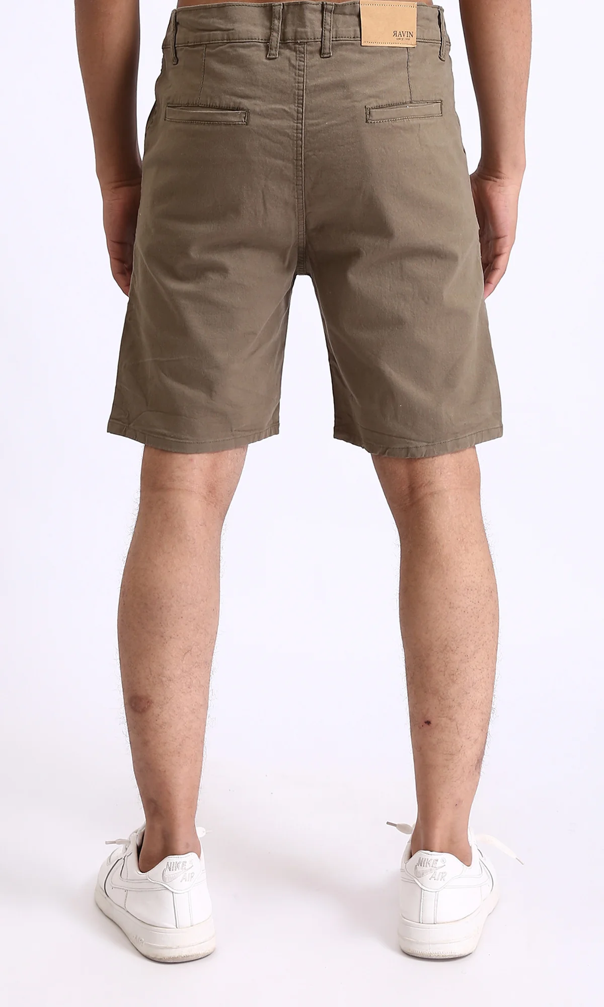 R209461 - Casual Solid Cotton Shorts - Dark khaki - Image 2