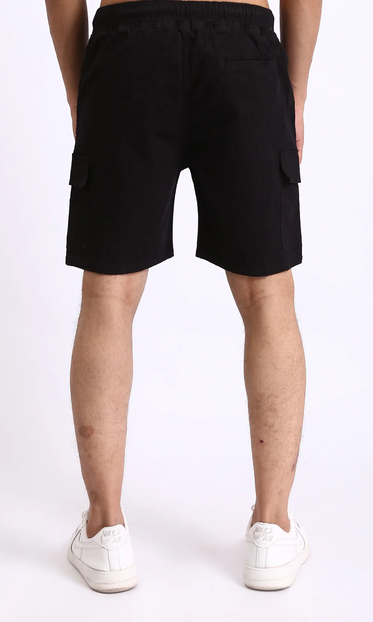 R209464 - Elastic Waist with Drawstring Cotton Shorts - Black - Image 2