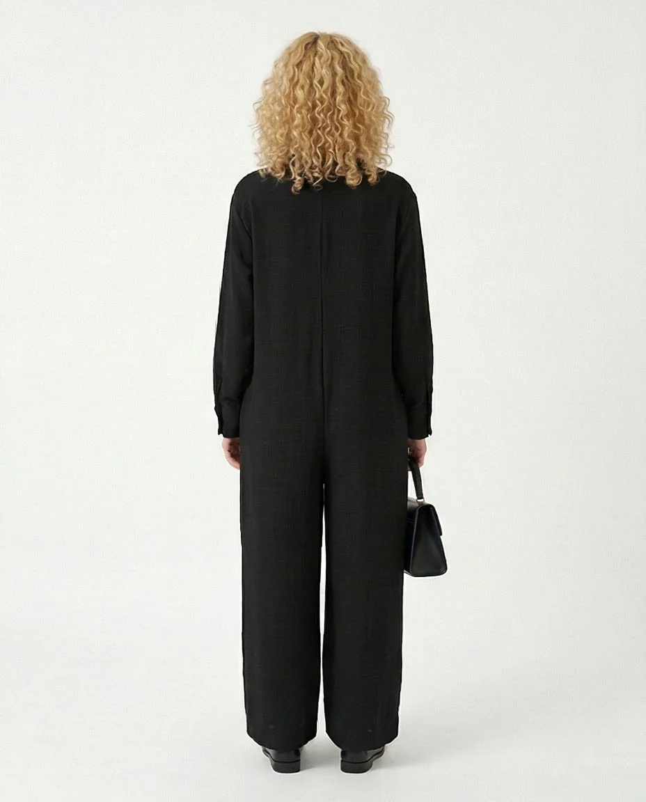 RAVIN Crinkled Wide-Leg Button-Front Jumpsuit- R209474 - Image 2