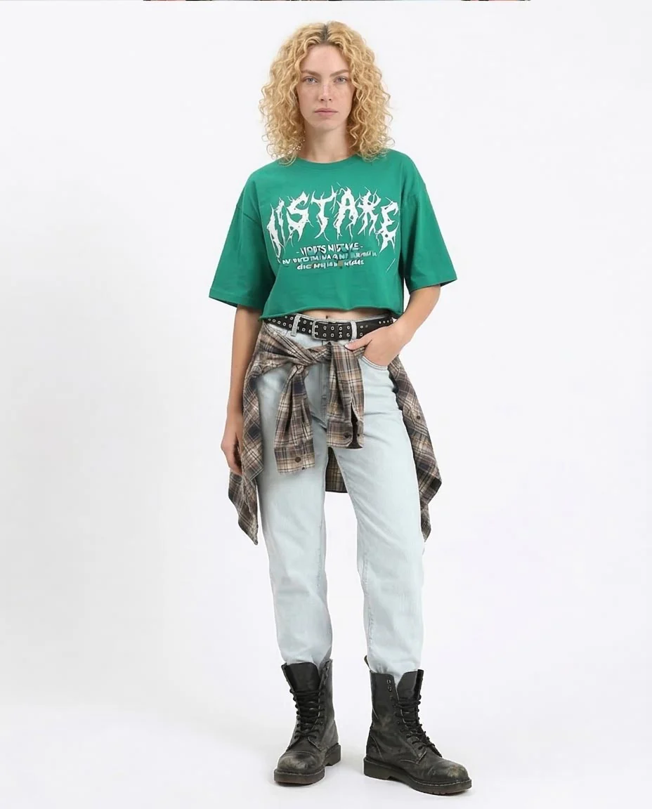 Ravin | Women’s "Worts Mistake" Boxy Crop Graphic Tee - Green - R209492 - Image 3