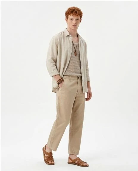 Ravin Relaxed-Fit Cotton Twill Chinos with Elasticated Waist – Sand - R209805 - Image 4