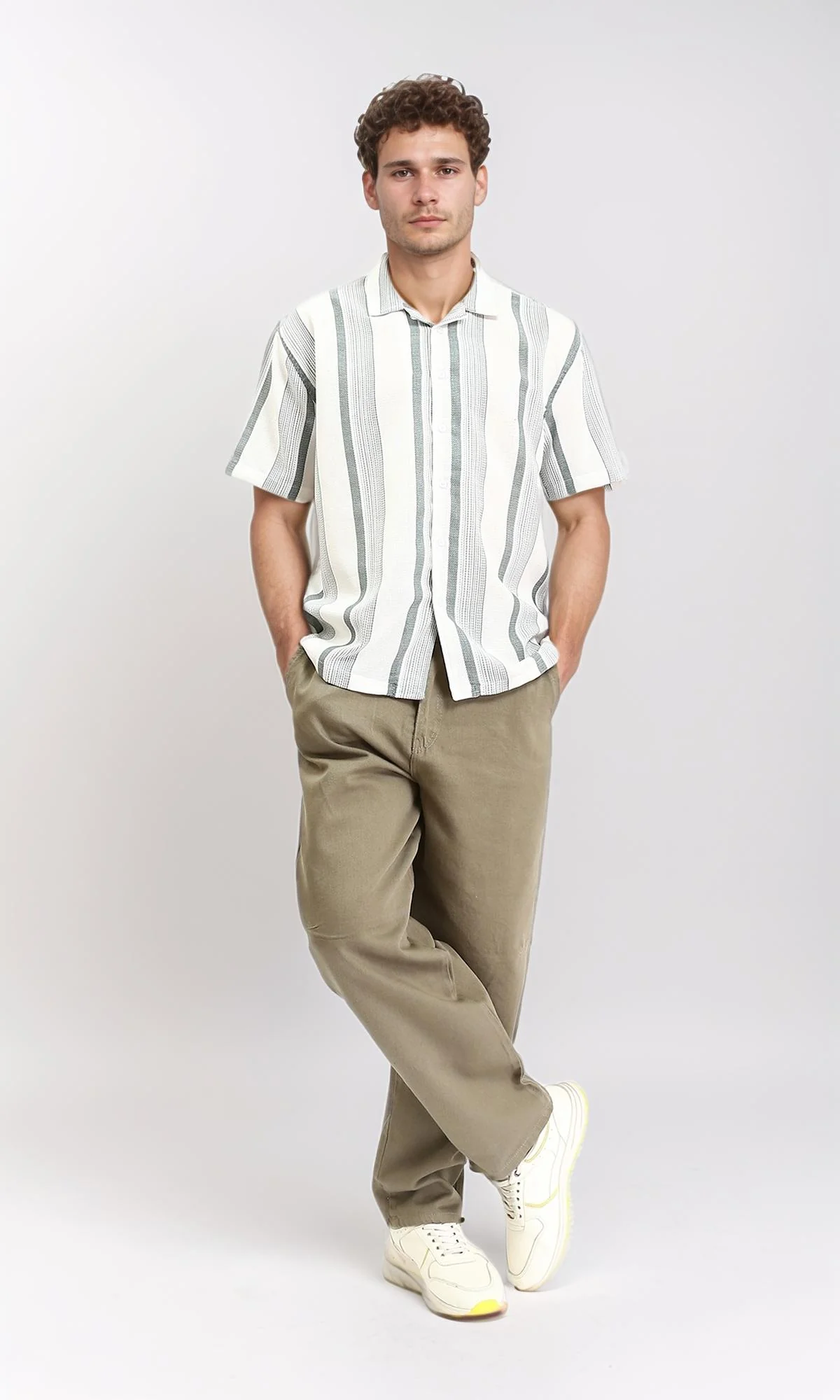 R209806 - Solid Wide Leg Casual Pants - Khaki - Image 5