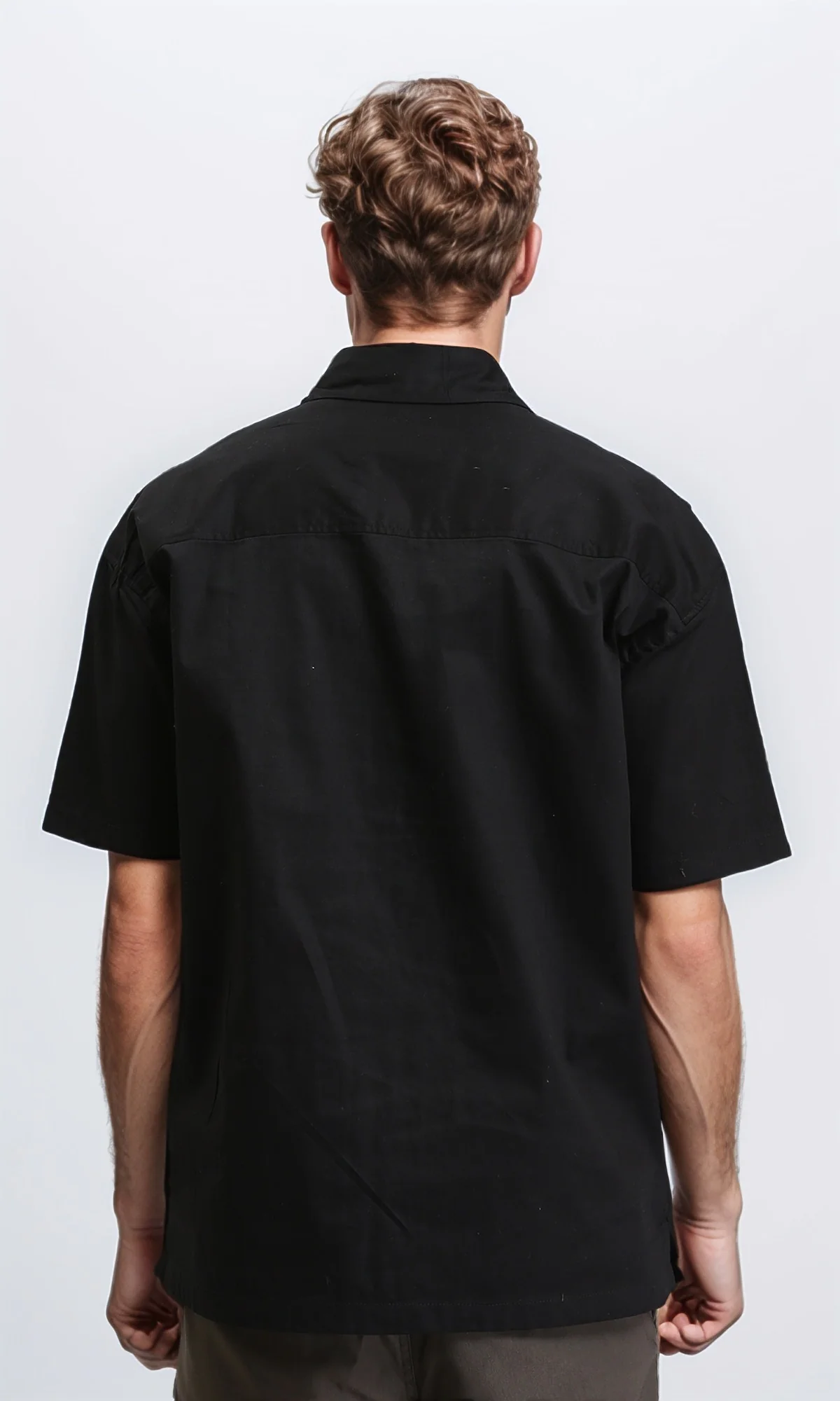 R209809 - Solid Elbow Sleeves Shirt with Pocket - Black - Image 2