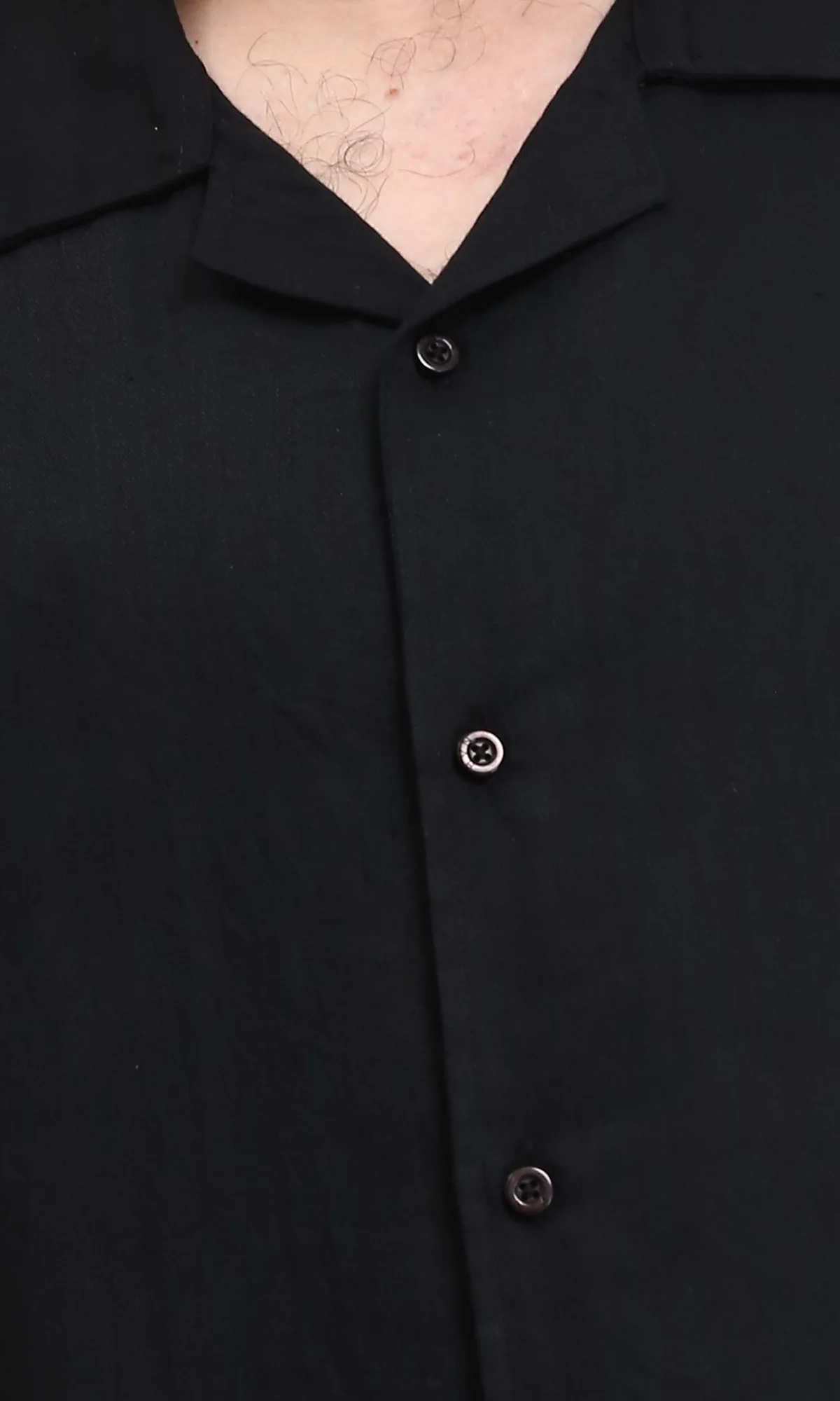 R209812 - Turn Down Collar Short Sleeves Shirt - Black - Image 3
