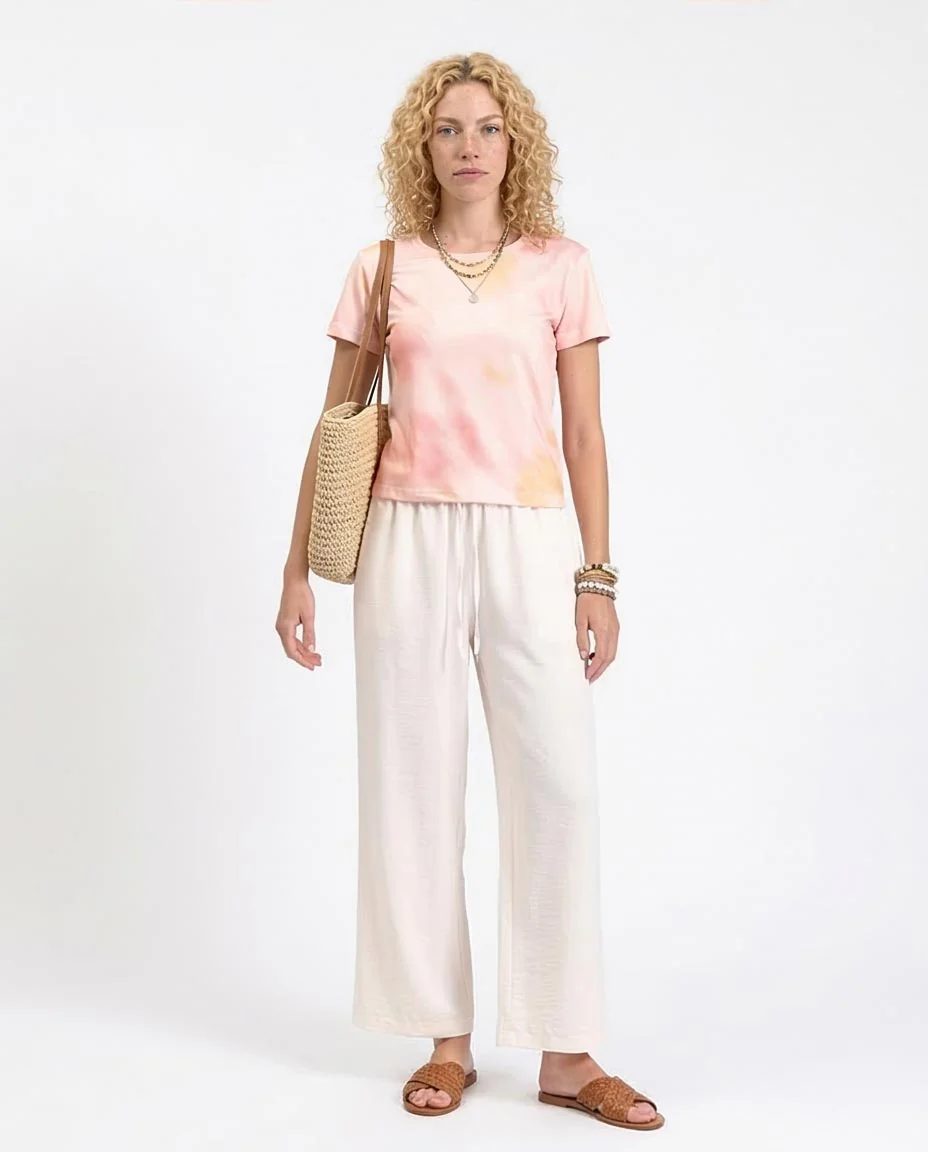 Ravin Women’s Watercolor Dream Crewneck Tee – Peach & Blush - R209827 - Image 3