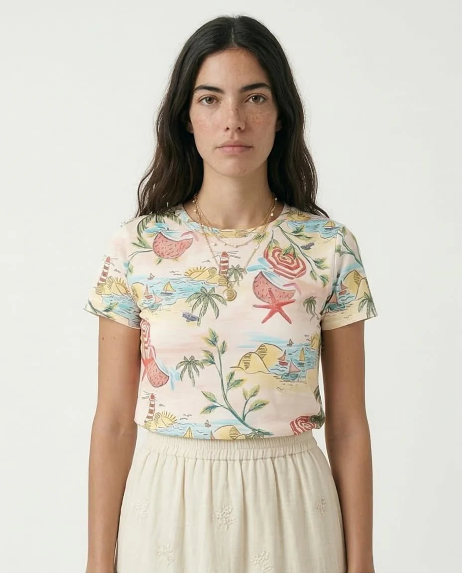 Ravin Tropical Vacation Print Crewneck T-Shirt - R209831
