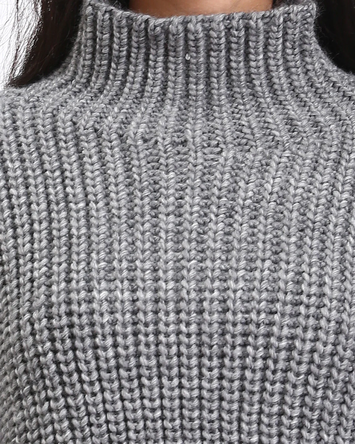 Product Title: Ravin Women's Marled Grey Chunky Knit Mock-Neck Sweater- Dark Grey - R209881 - Image 4