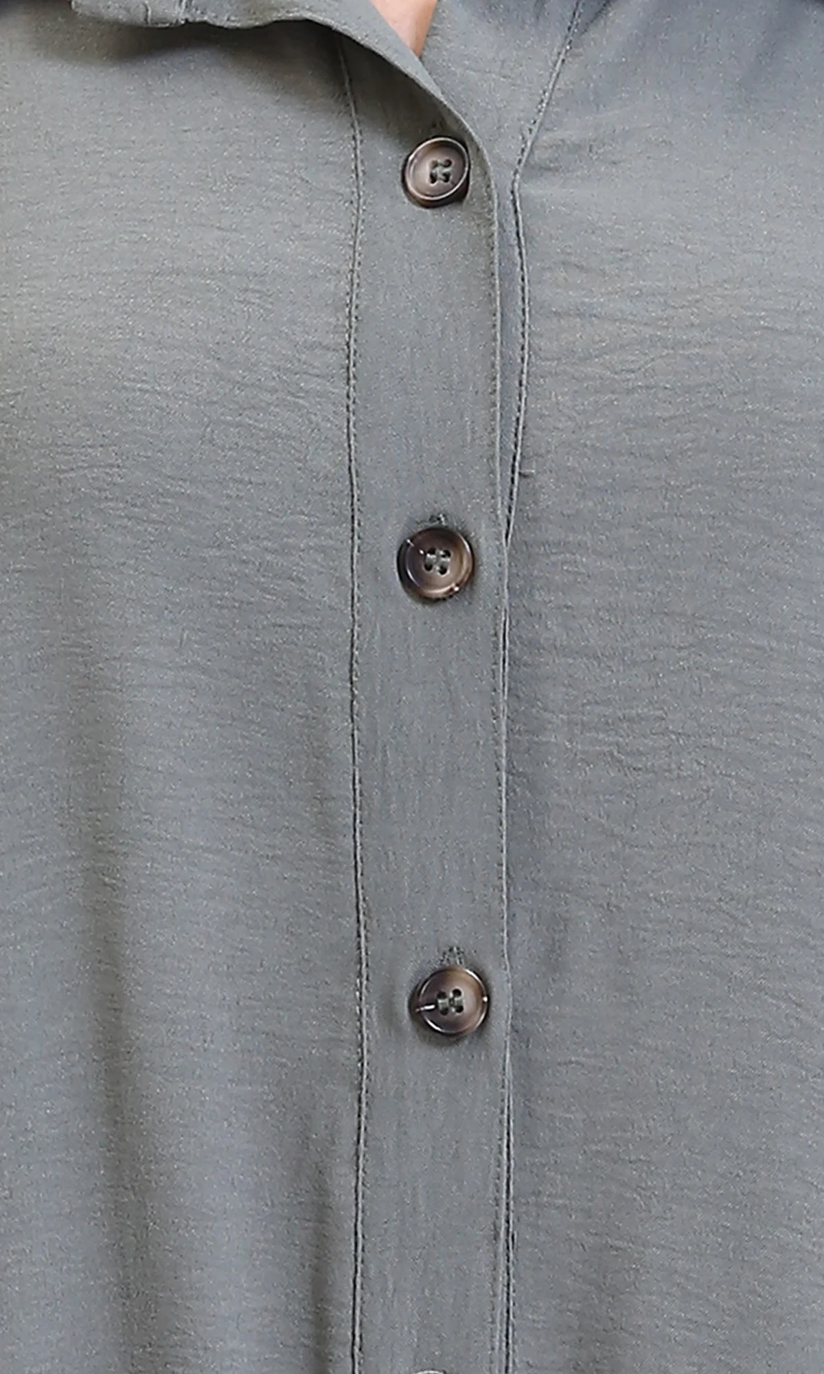 R209920 - Loose Fit Long Sleeves Buttoned Jumpsuit - Dark Grey - Image 5