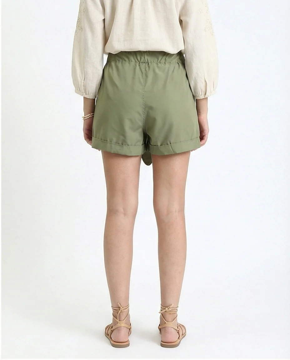 R209923 - Fashionable Shorts with Decorative Belt - Olive - Image 2