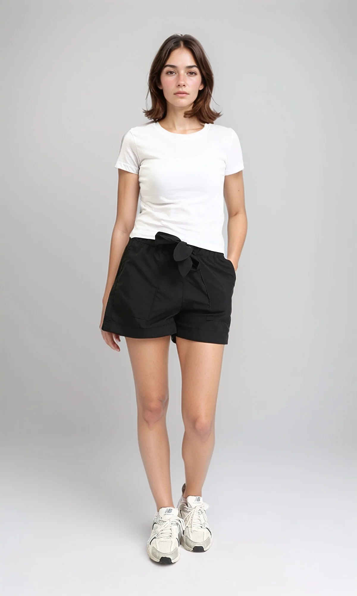 R209924 - Fashionable Shorts with Decorative Belt - Black - Image 5