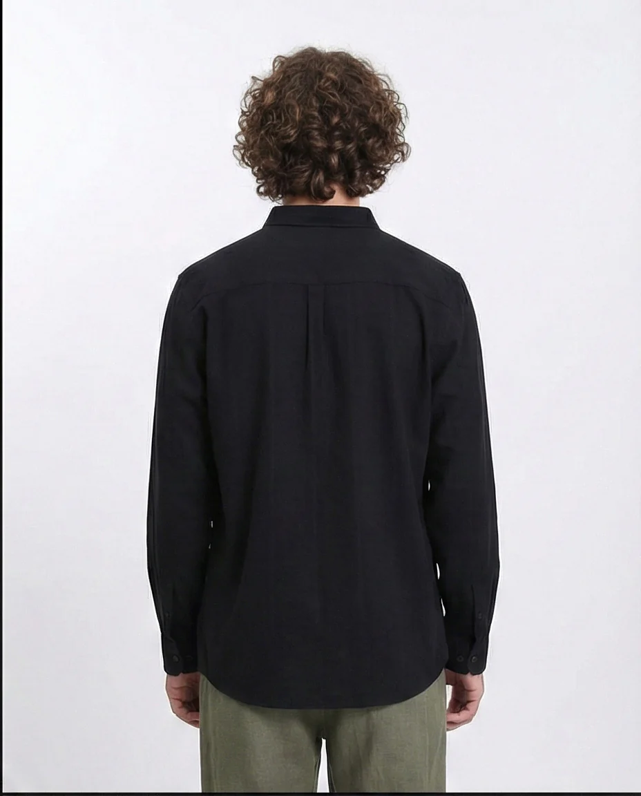 R209964 - Long Sleeves Solid Classic Shirt - Black - Image 2