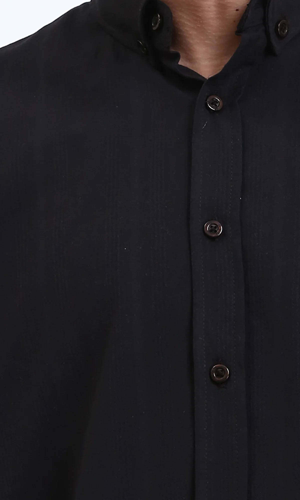 R209964 - Long Sleeves Solid Classic Shirt - Black - Image 4
